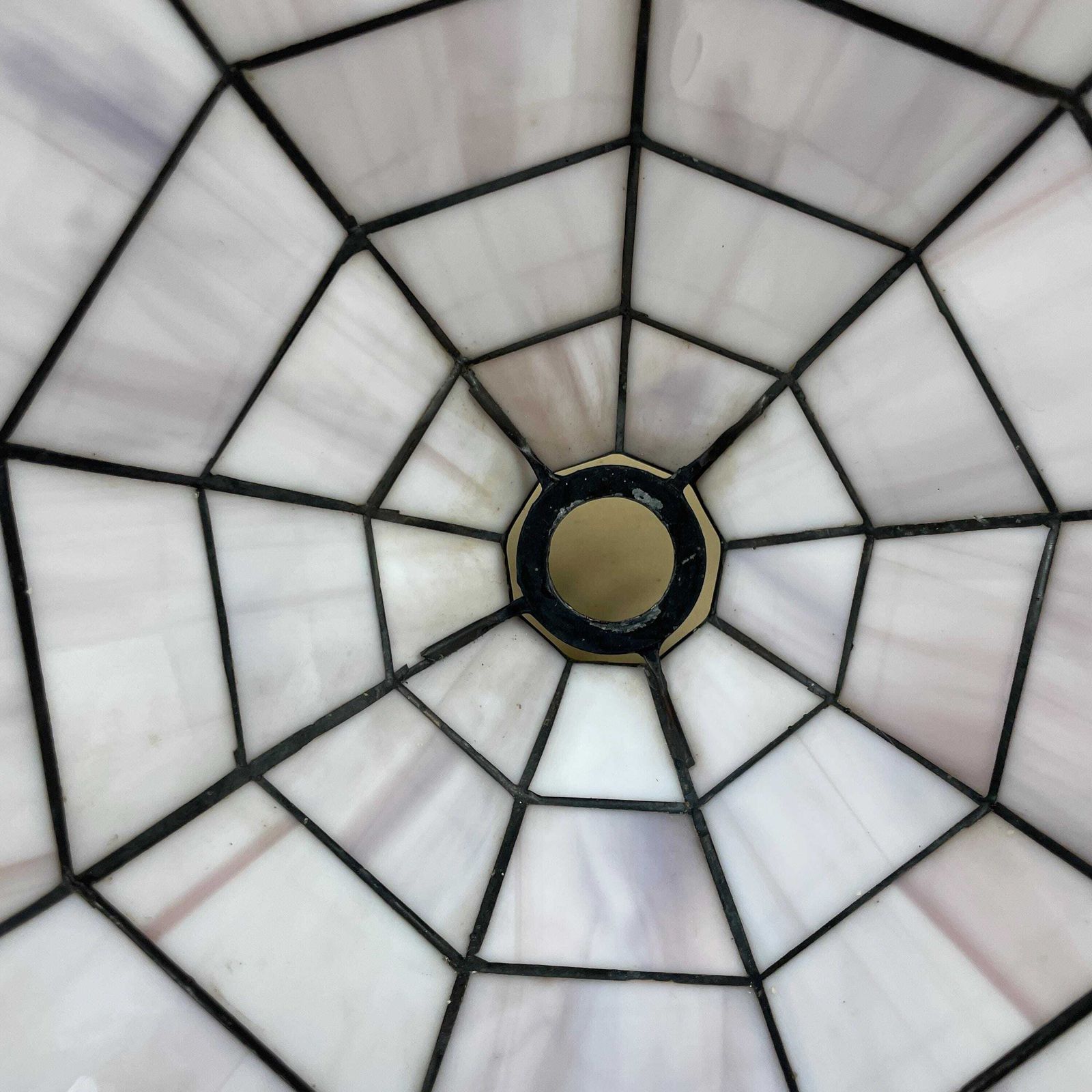 Tiffany Style Lamp Shade Pink Black Colour Lampshade Ceiling Stain Glass Stained Lightshade Light Patterned Dome Circle Metal Scallop Edge photo buy