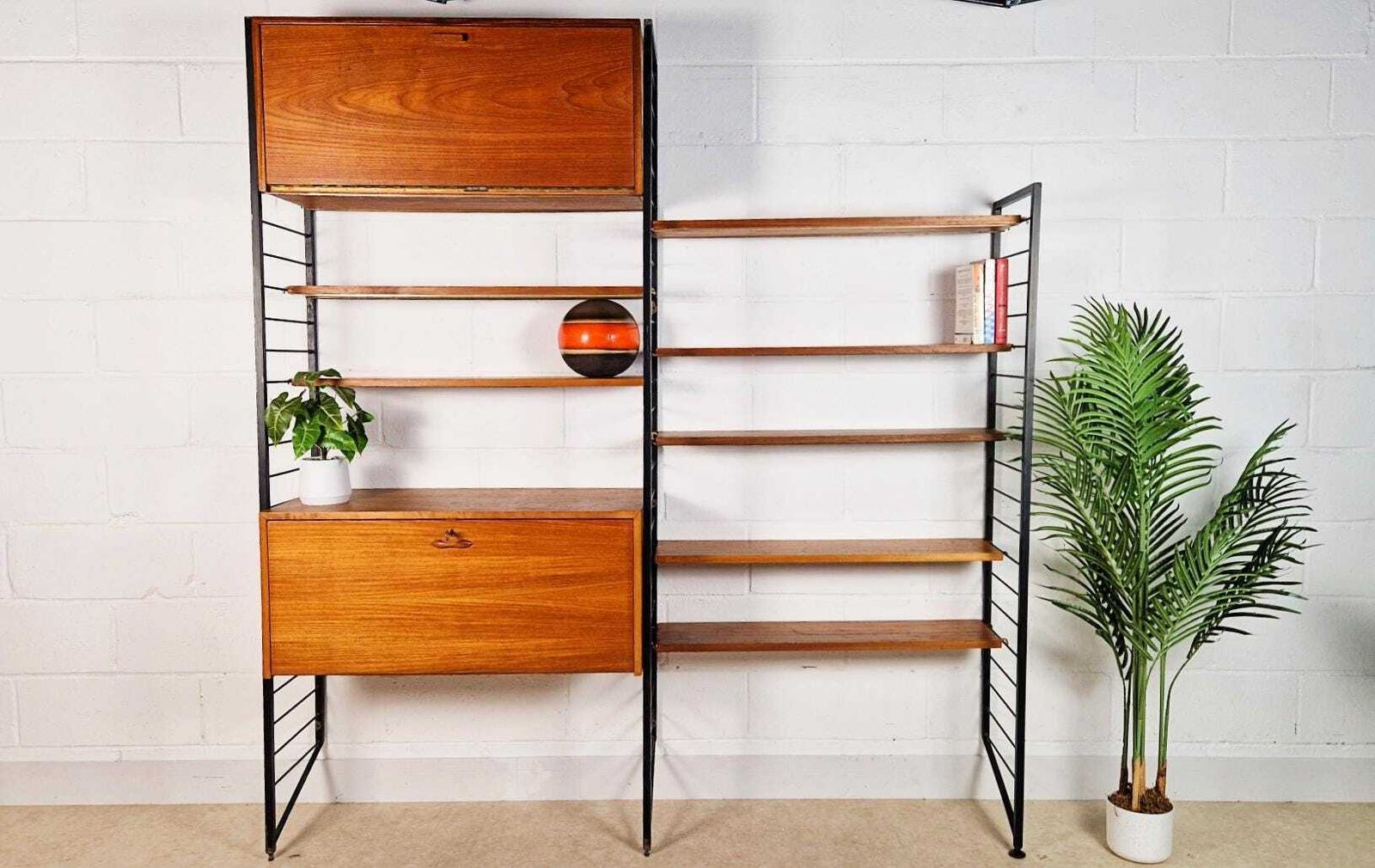 Staples Ladderax Vintage 1960s Mid Century 2 Bay Danish Design Cabinet Sideboard Shelf System Pg160