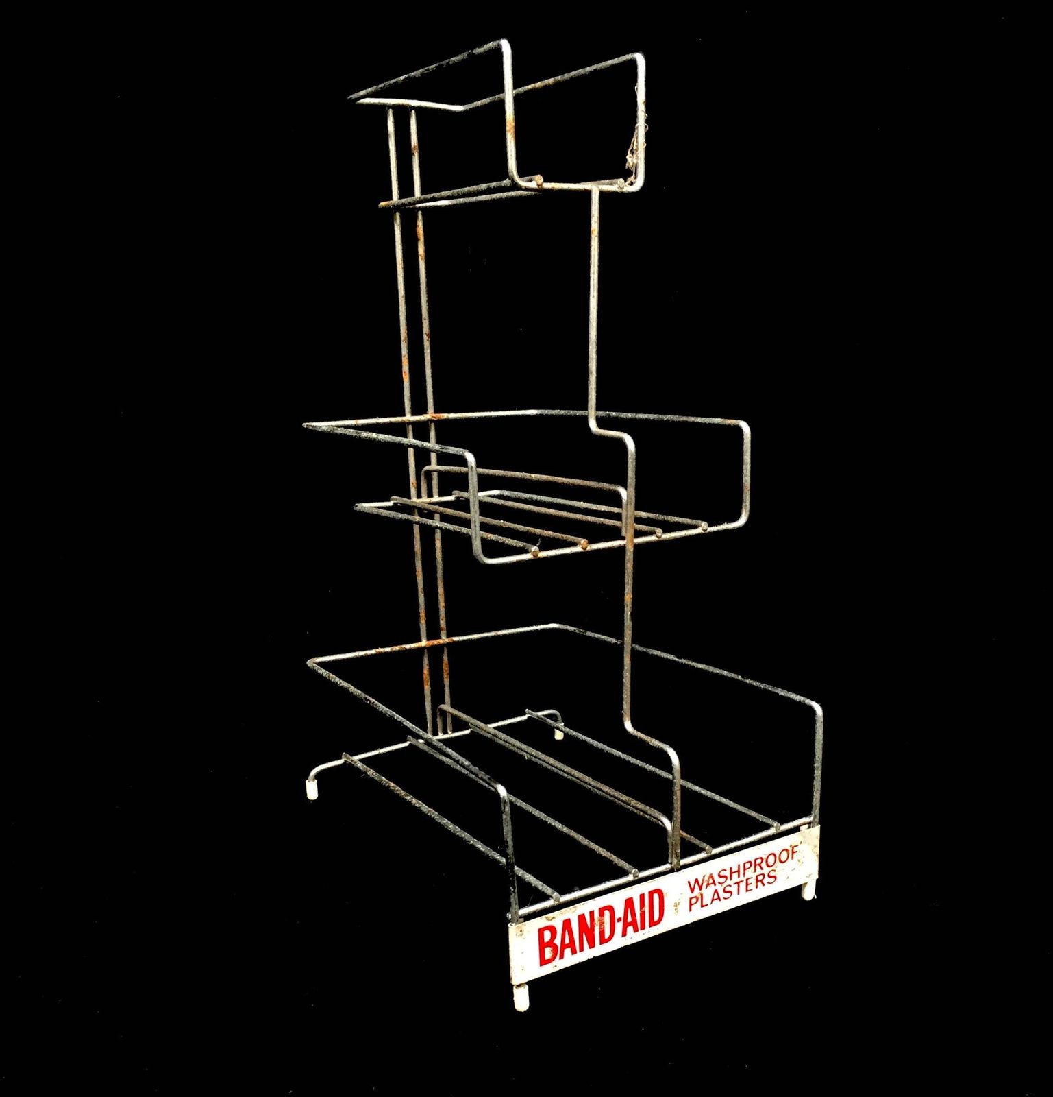 Antique Advertising Tabletop Chemists Shop Display Band Aid Plasters Wire Stand