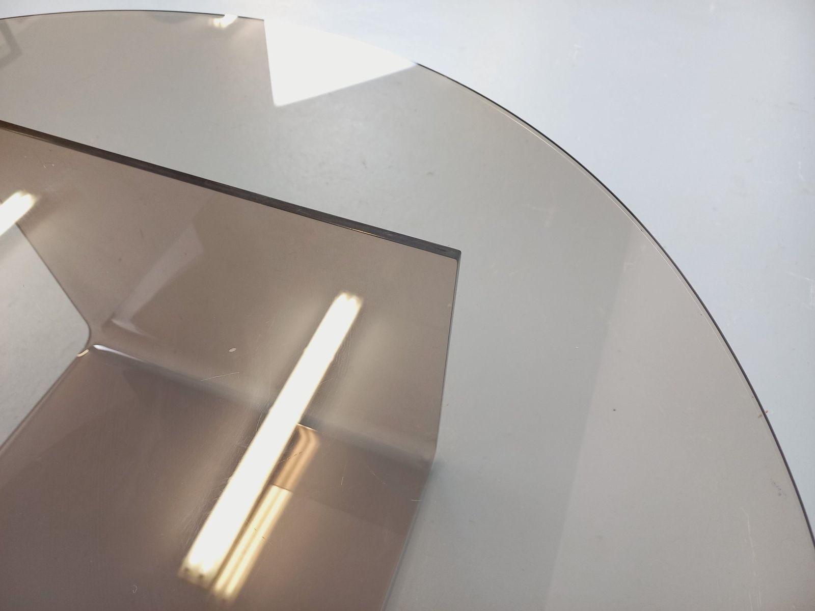 Round Space Age Coffee Table In Smoked Glass And Plexiglass photo vinterior