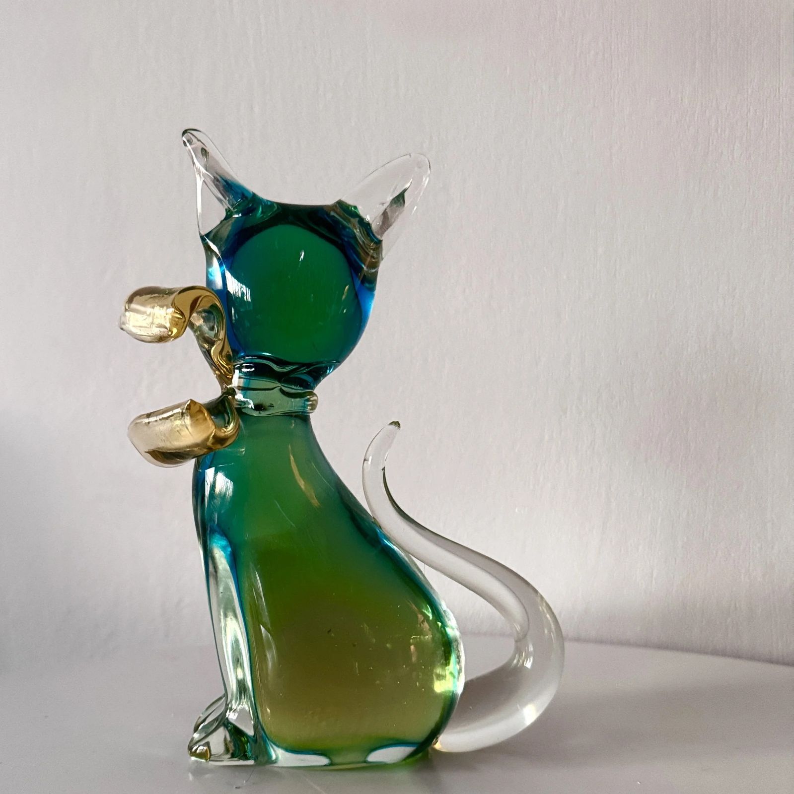 50s Alfredo Barbini Murano Cat Green Ombre photo Art