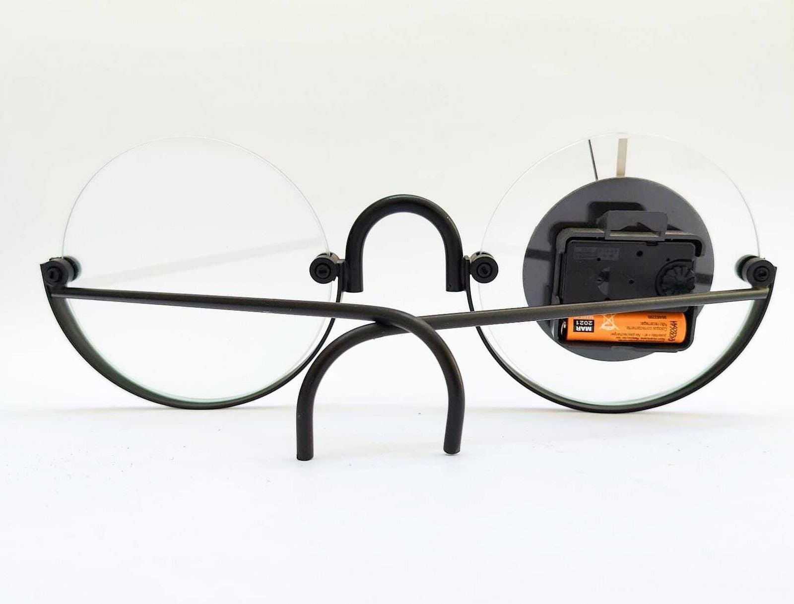 Vintage Metal Table Clock In The Shape Of Glasses, 1990s Industrial Design. photo buy