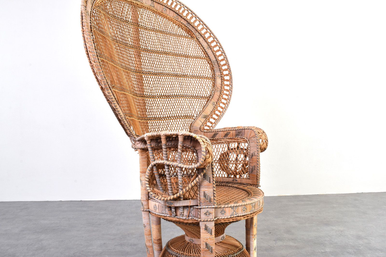 1450.0 Mid Century Wicker Peacock Emmanuelle Chair From Kok Maison, 1970s photo