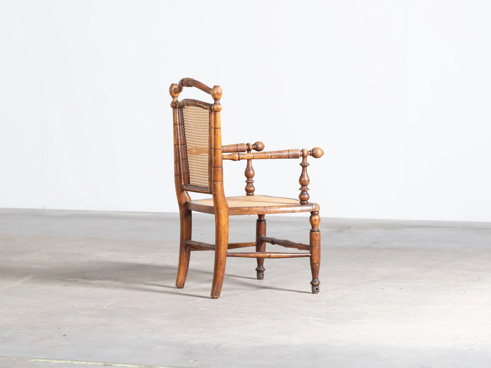 Caned Faux Bamboo Armchair, 1800s photo for sale