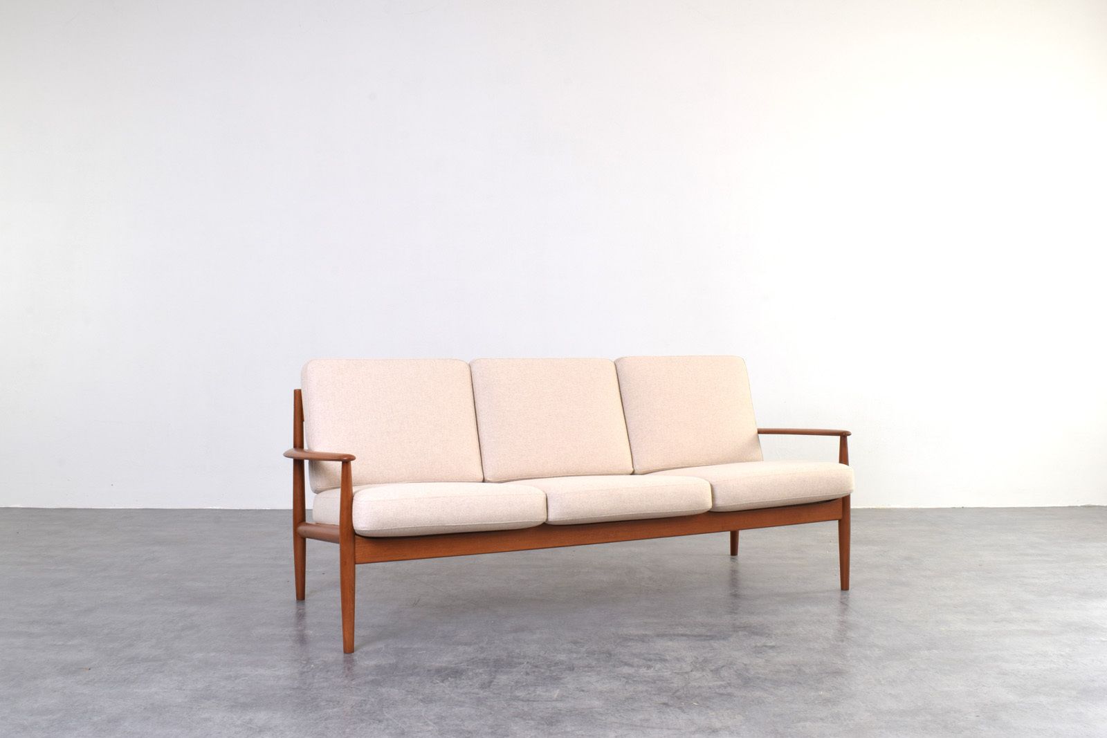 Mid Century Danish Teak & Wool Sofa By Grete Jalk For France & Søn
