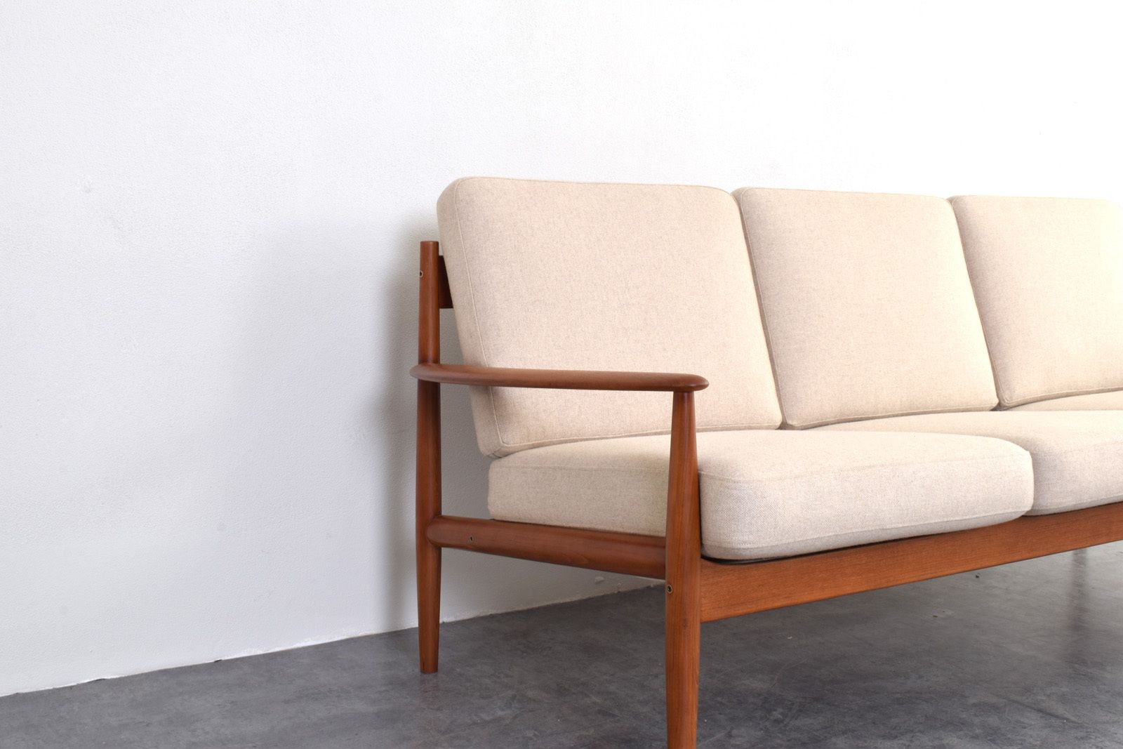Furniture Mid Century Danish Teak & Wool Sofa By Grete Jalk For France & Søn photo