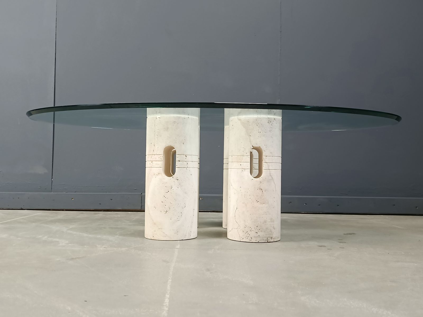 Vintage Travertine And Glass Coffee Table, 1970s photo for sale