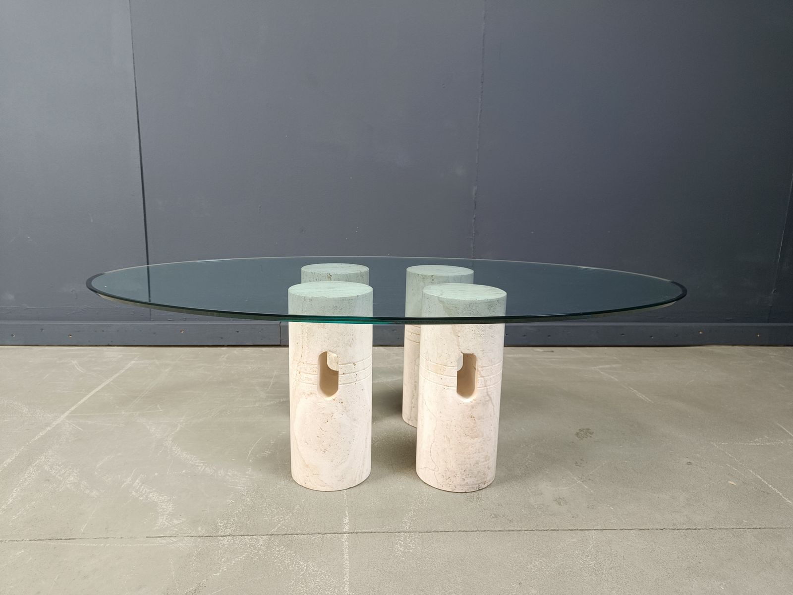 Vintage Travertine And Glass Coffee Table, 1970s