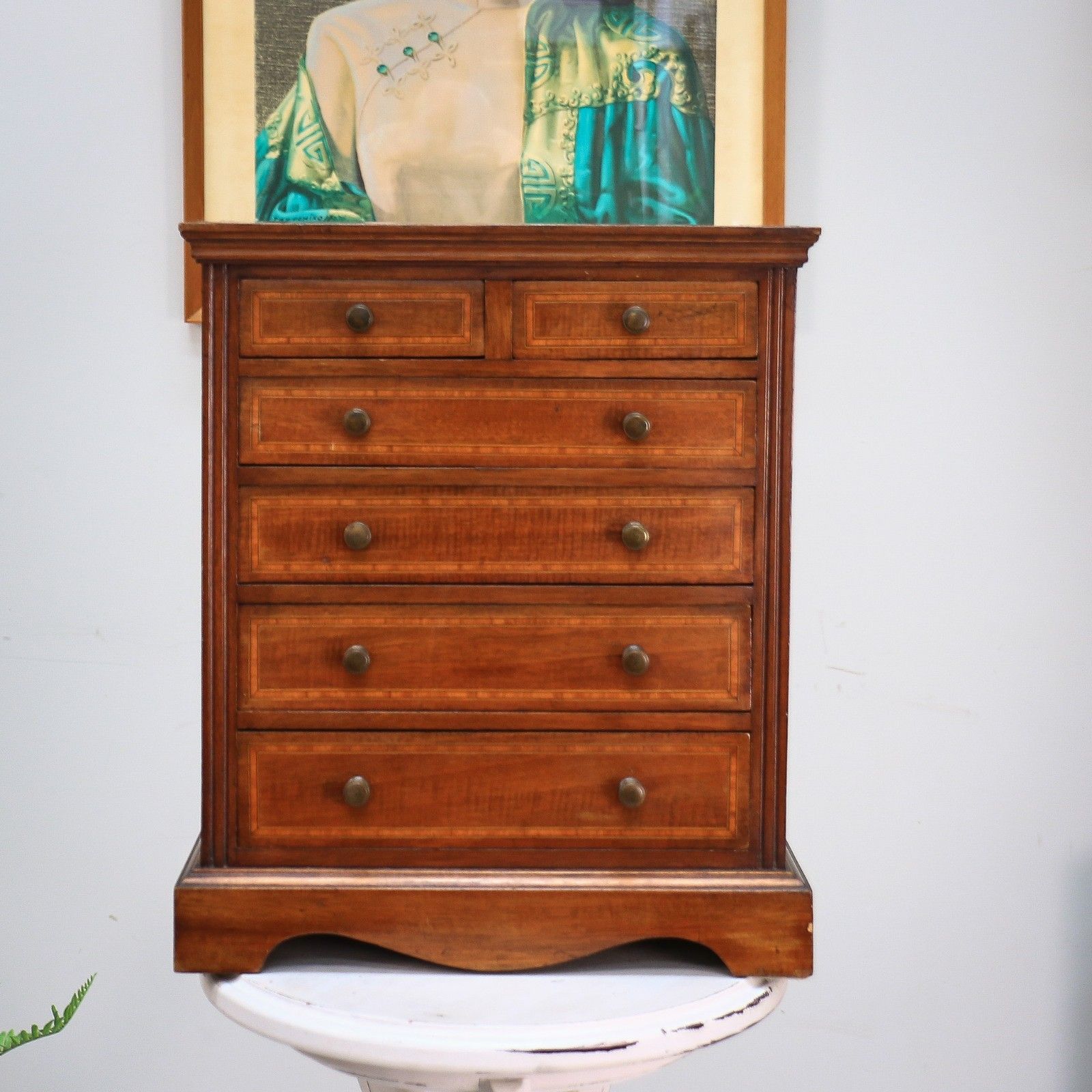 Chest Of Drawers Apprentice Salesman Piece Inlaid Mahogany photo for sale