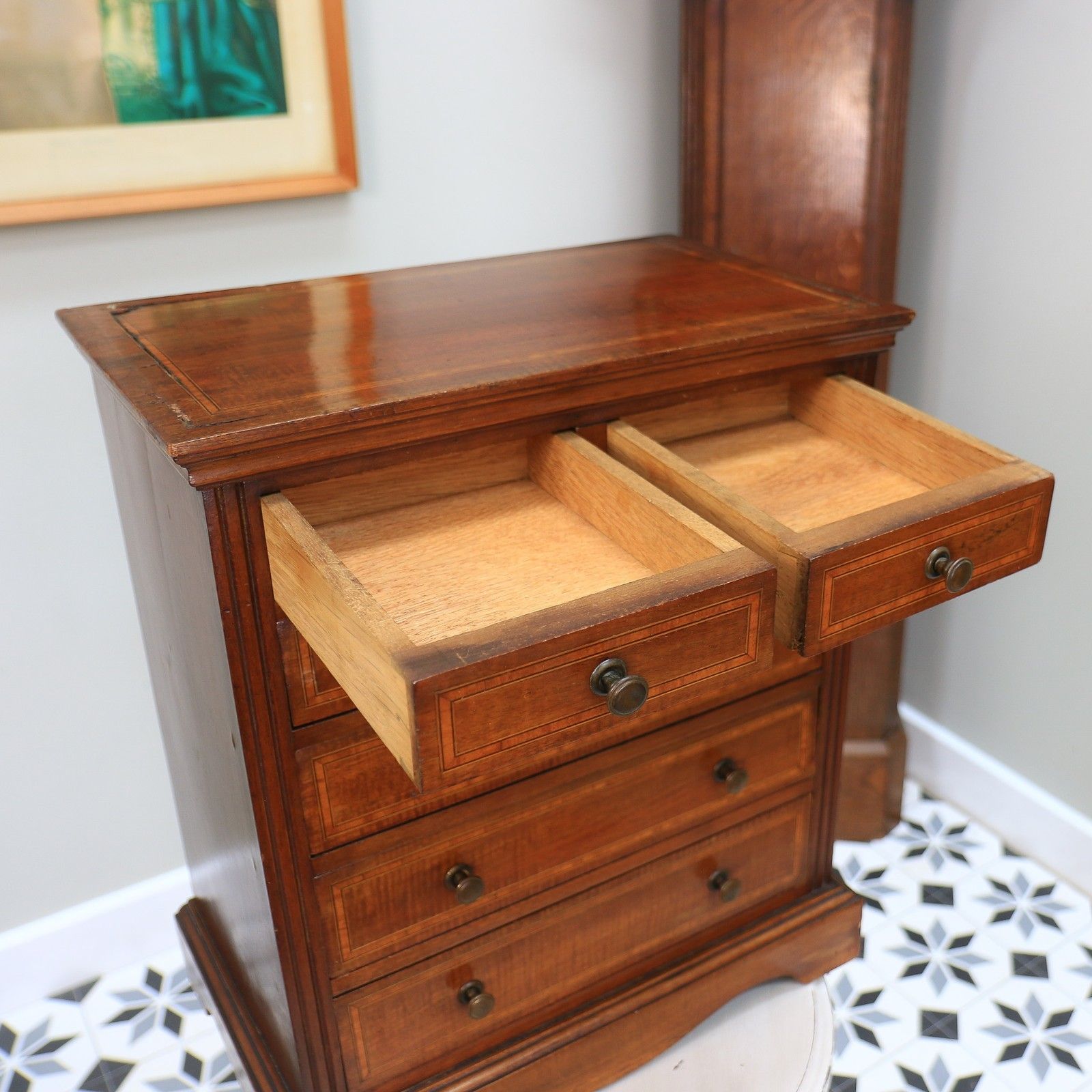 Chest Of Drawers Apprentice Salesman Piece Inlaid Mahogany photo buy