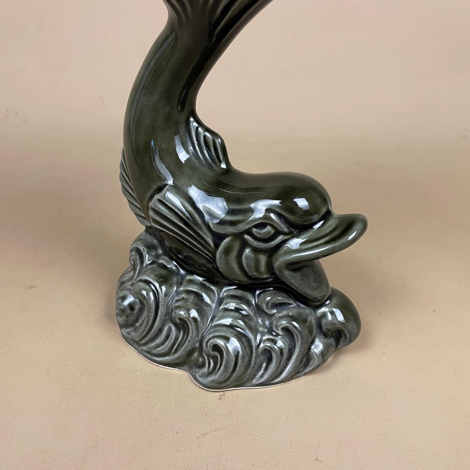 Vintage Ceramic Pedestal Bowl Soap Dish Koi Fish Shell Dish Green Trinket Bowl Bathroom Decor photo furniture