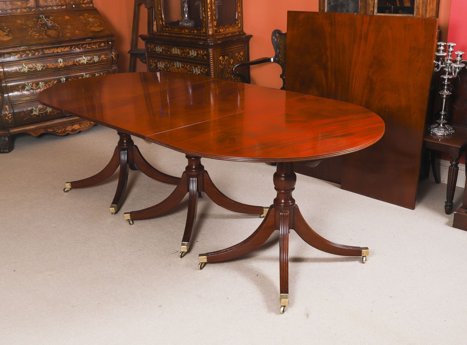 11ft Regency Triple Pillar Dining Table Circa 1820 Set photo vinterior