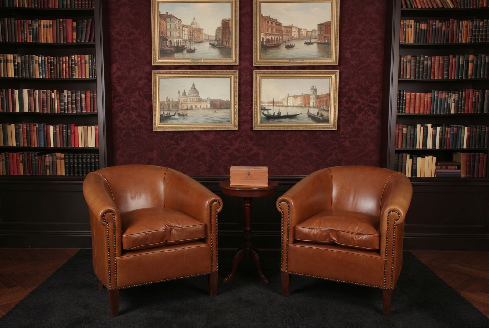 Bespoke Pair English Handmade Amsterdam Leather Arm Chairs Malt photo furniture
