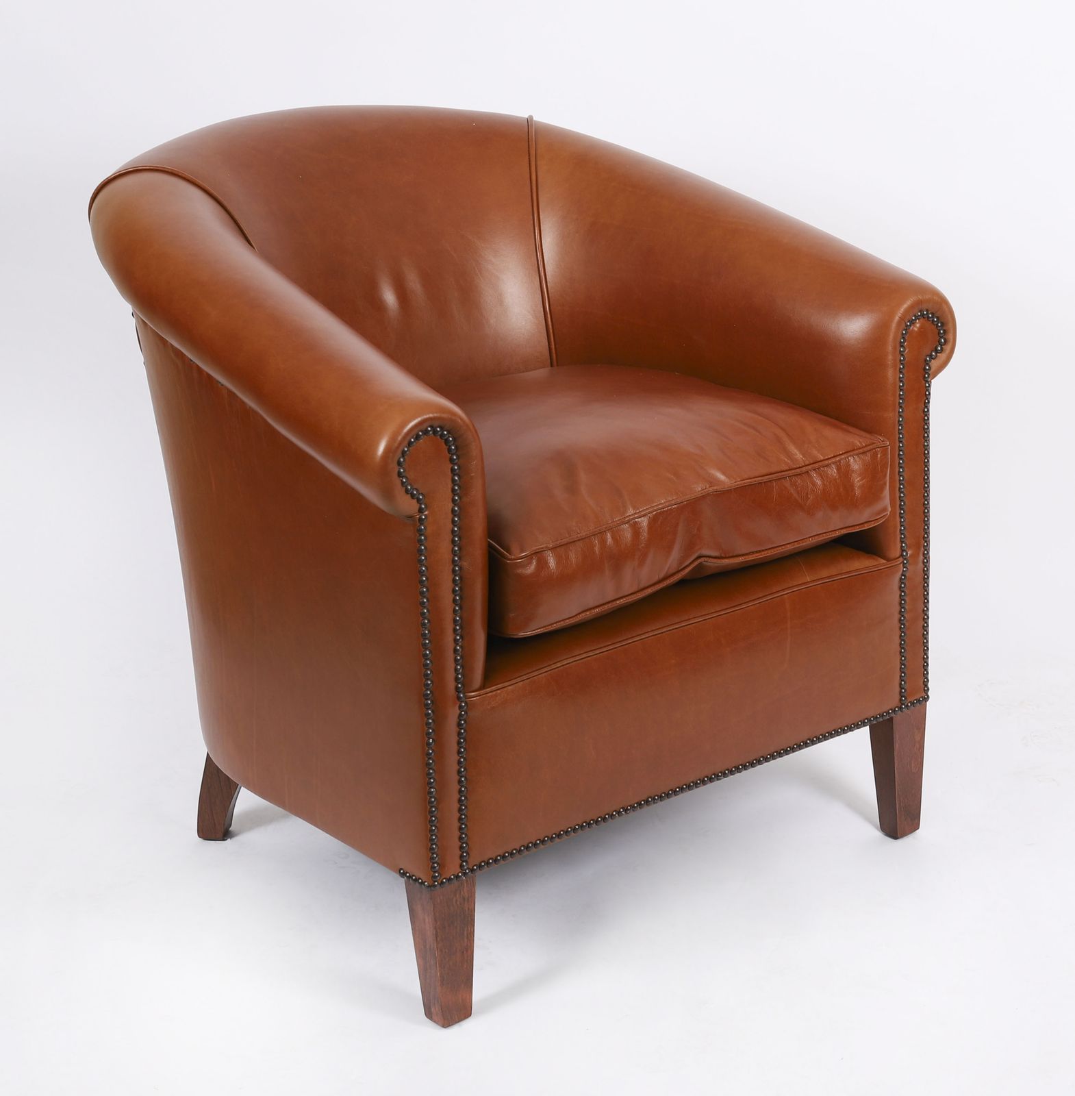 Bespoke Pair English Handmade Amsterdam Leather Arm Chairs Malt photo buy