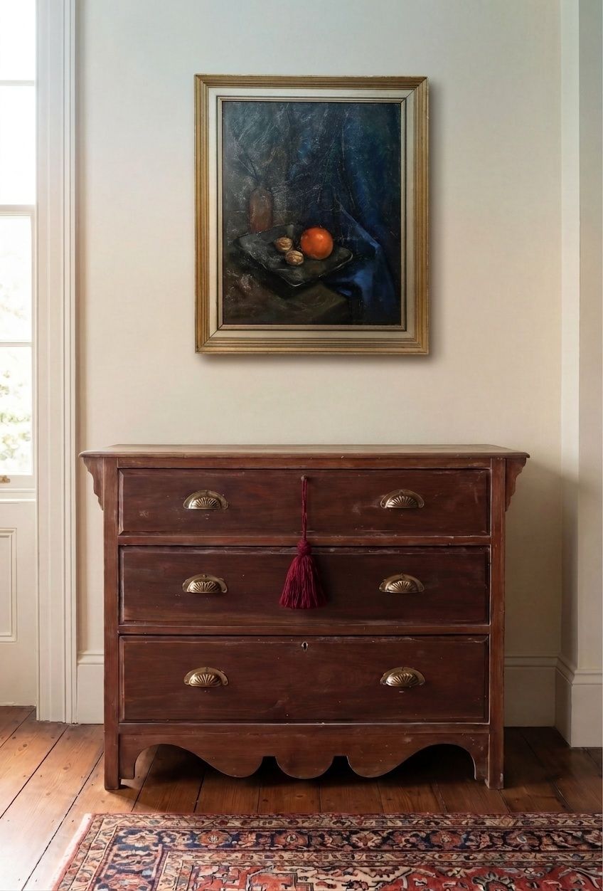 Jan Muller Framed Mid 20th Century Oil, Still Life With Orange And Walnuts photo for sale