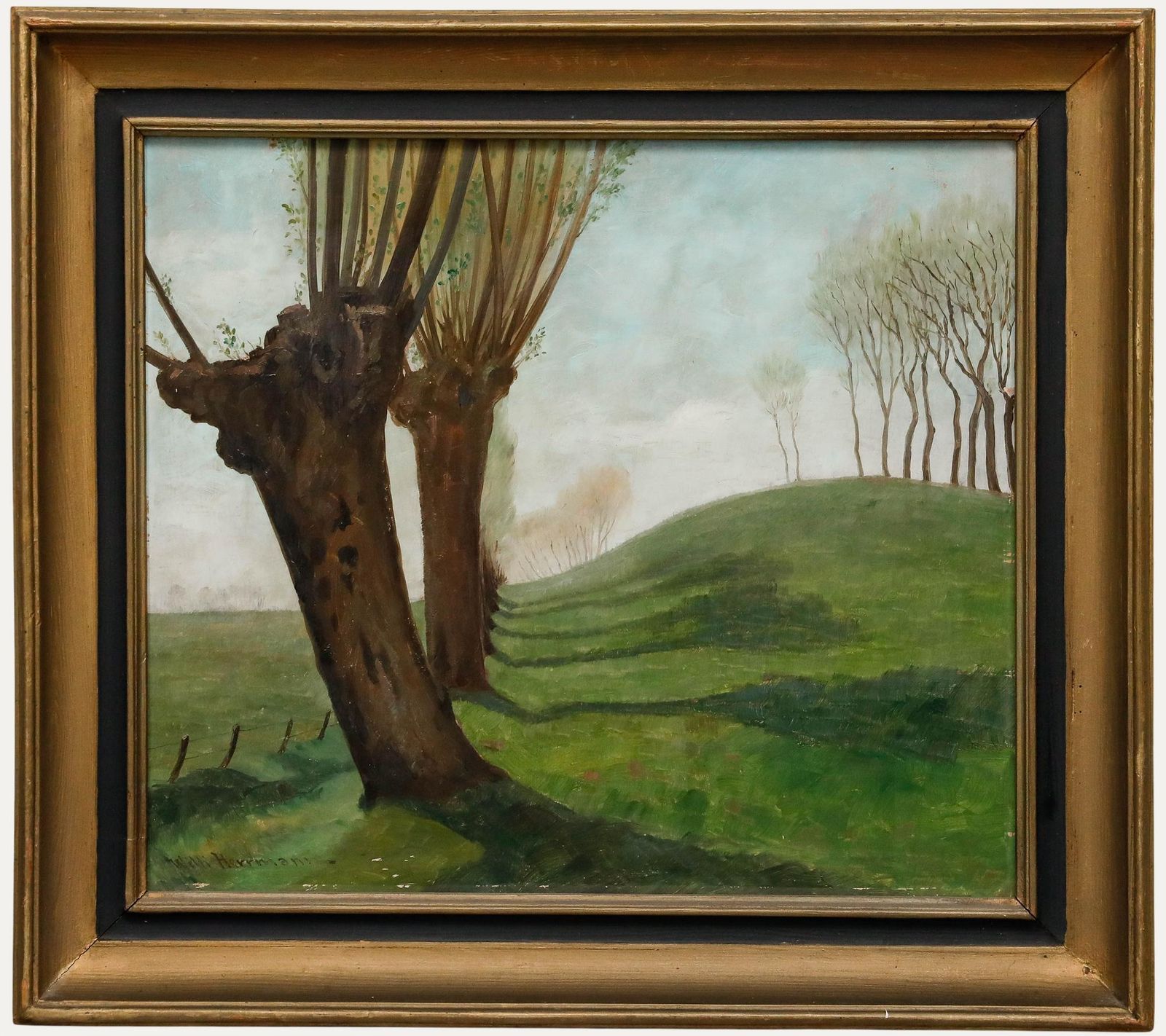 Willi Herrmann (1865 1963) Mid 20th Century Oil, Trees In The Rolling Hills