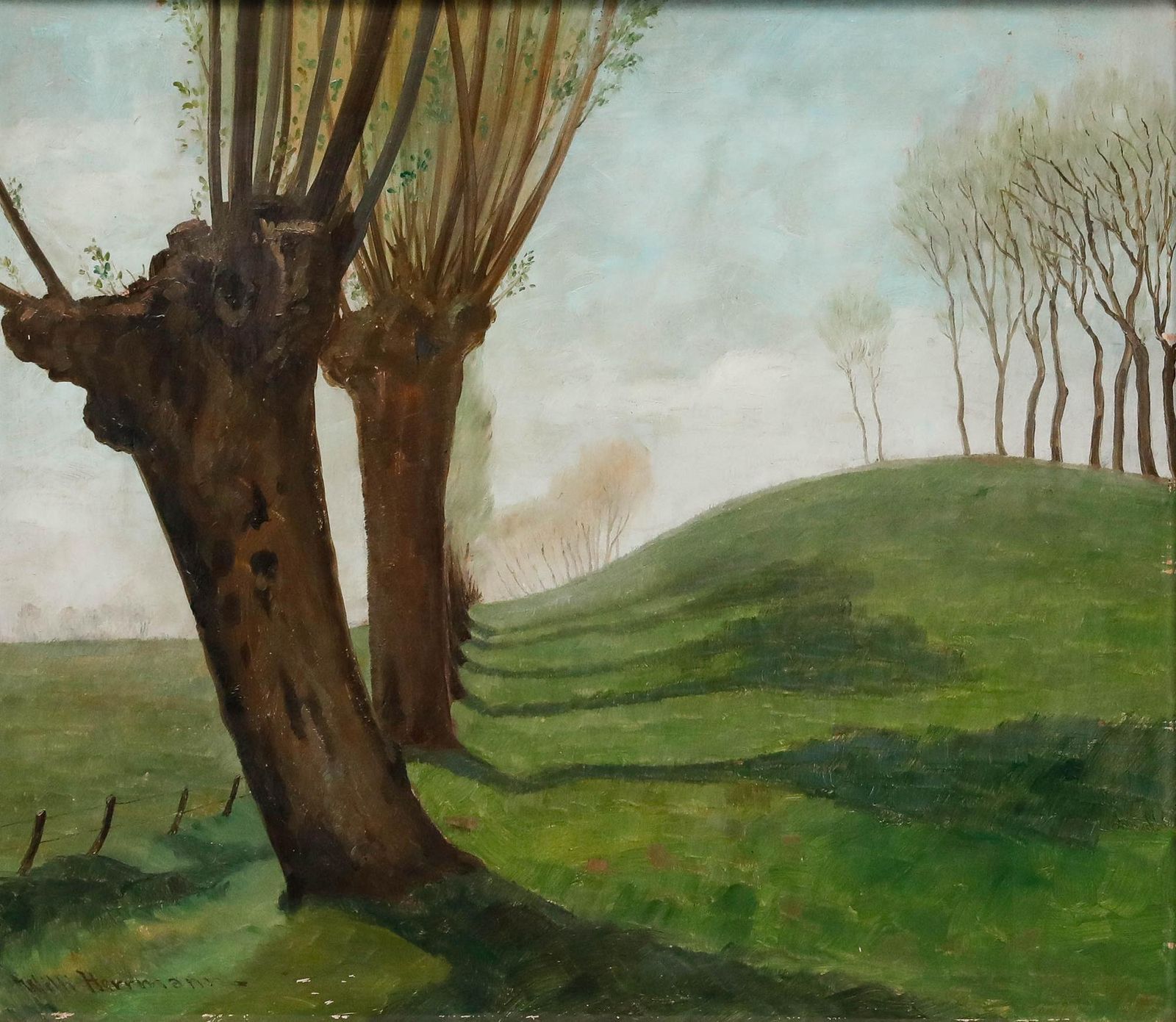 Willi Herrmann (1865 1963) Mid 20th Century Oil, Trees In The Rolling Hills photo furniture