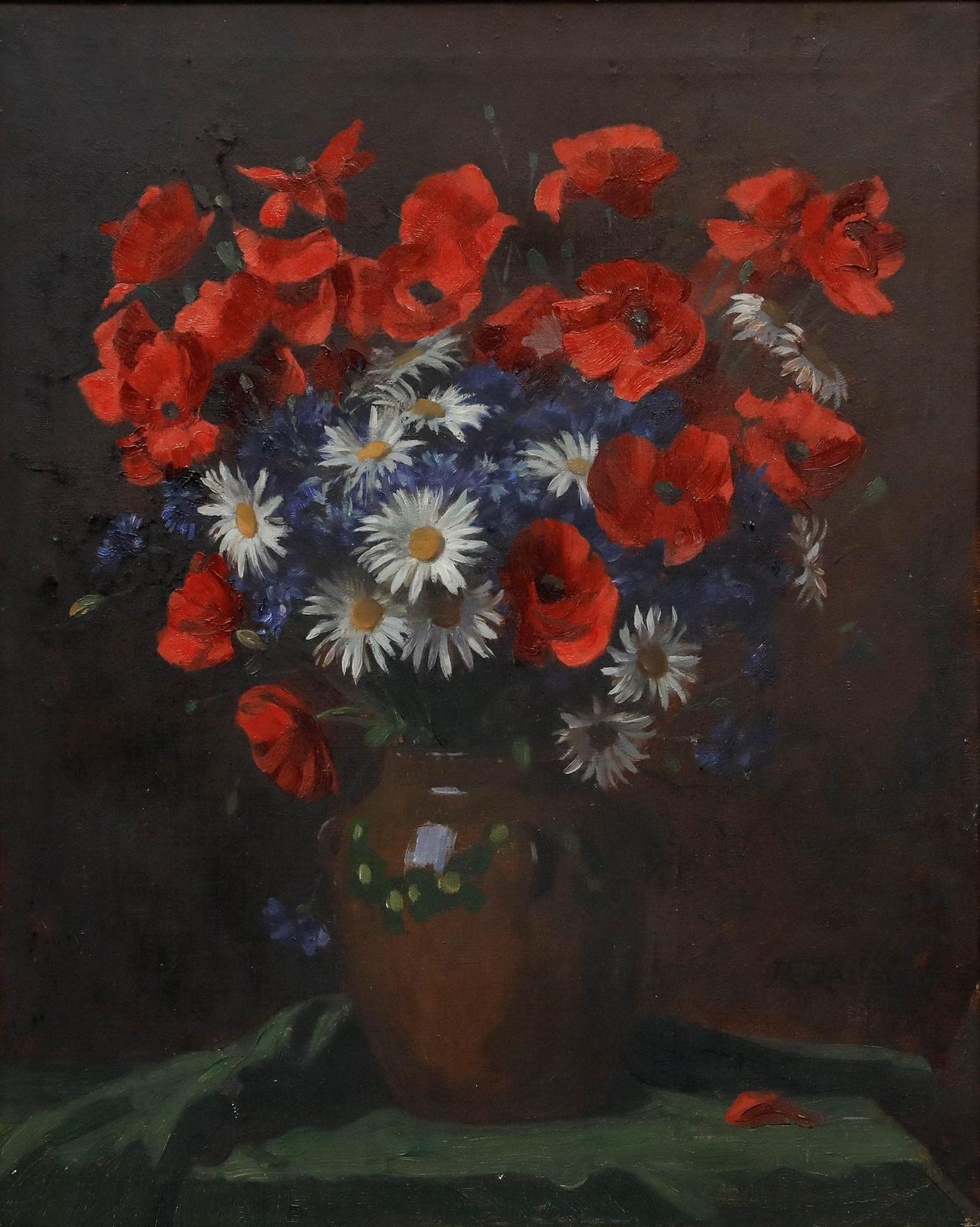 Robert Zartmann (1874 1954) Mid 20th Century Oil, Poppies And Daisies photo furniture