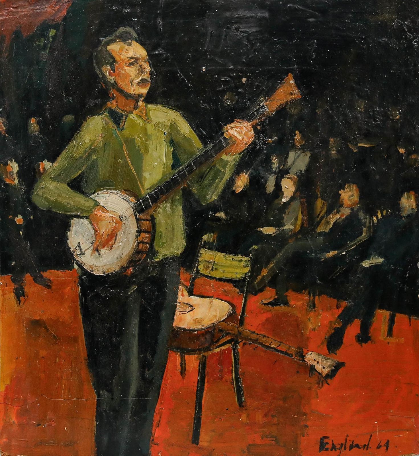Frederick England (B.1939) Oil, Pete Seegar At The Royal Albert Hall photo furniture