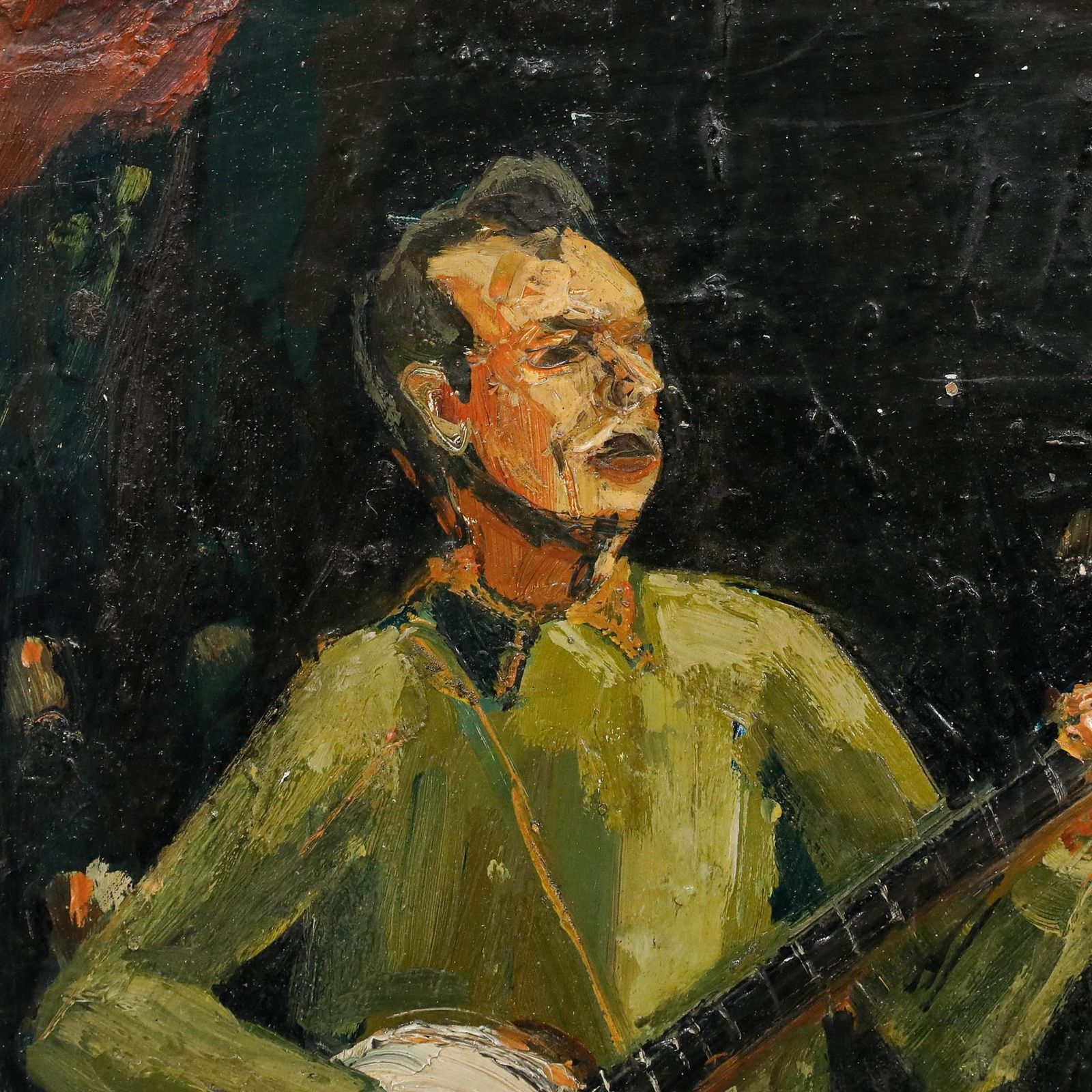 Frederick England (B.1939) Oil, Pete Seegar At The Royal Albert Hall photo Art
