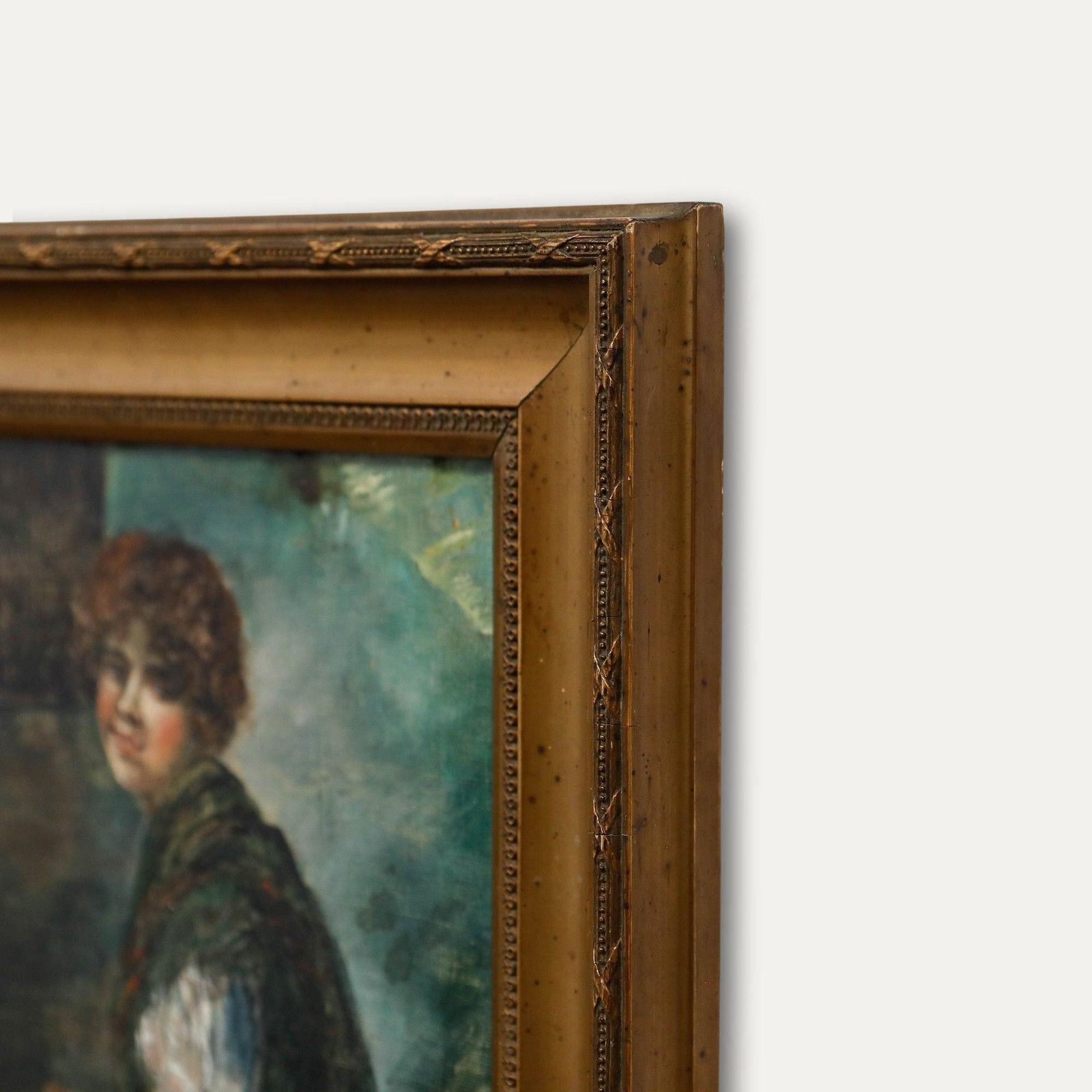 After Franz Wobring (1862 1939) Framed Early 20th Century Oil, Knitting photo buy