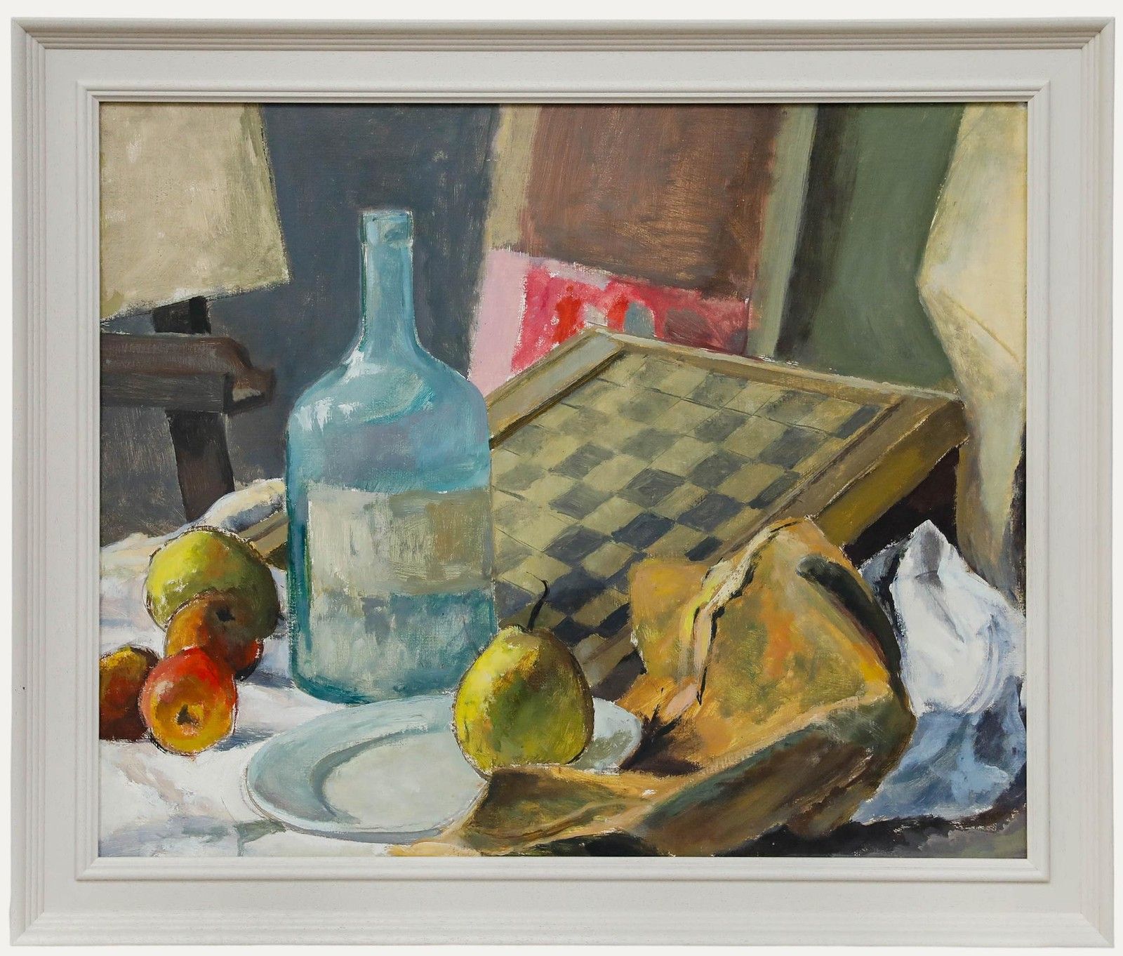 Pierre Neveu (B.1929) Framed 20th Century Oil, Still Life With Draughts Board