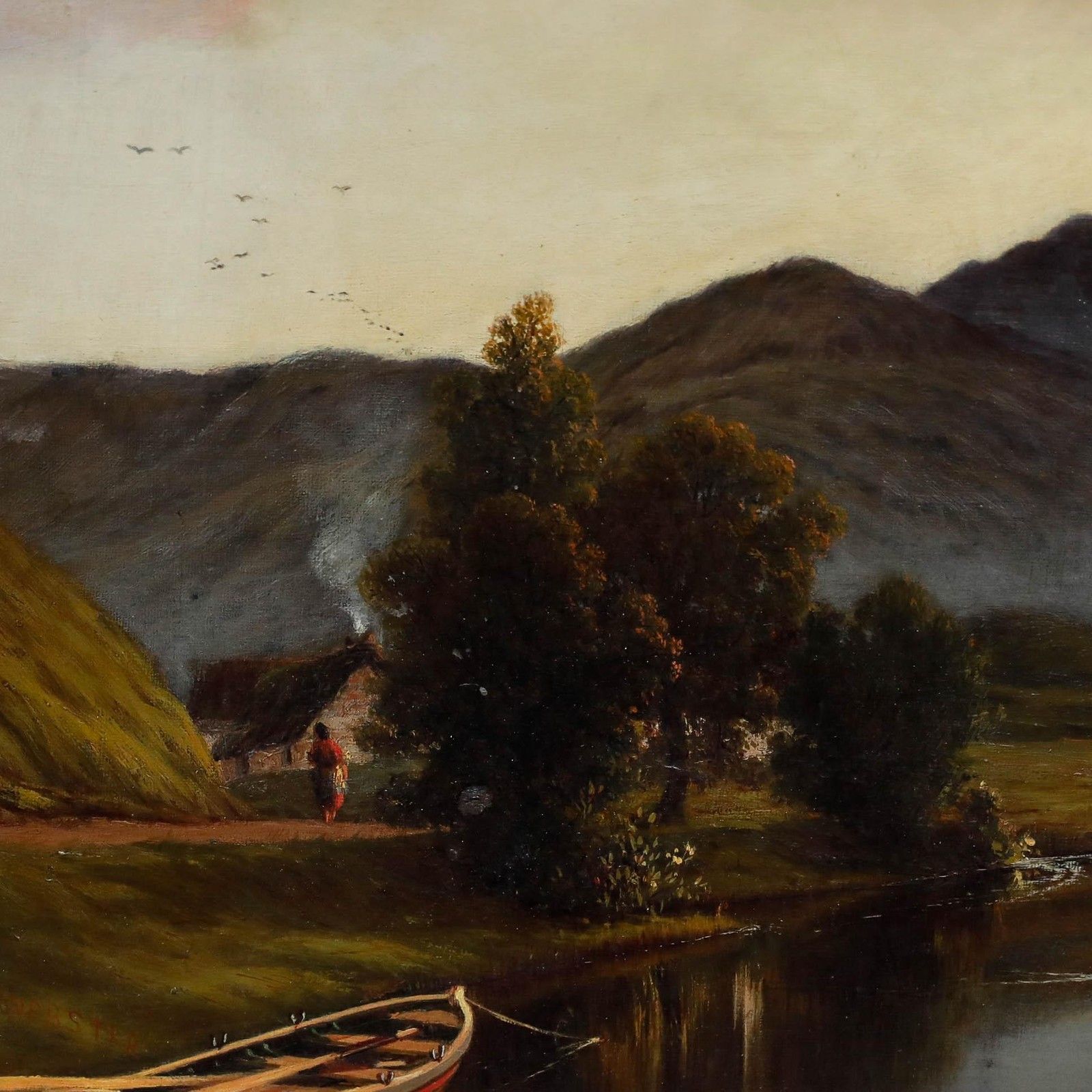Circle Of Waller Hugh Paton (1828 1895) 19th Century Oil, Highland At Sunset photo Art