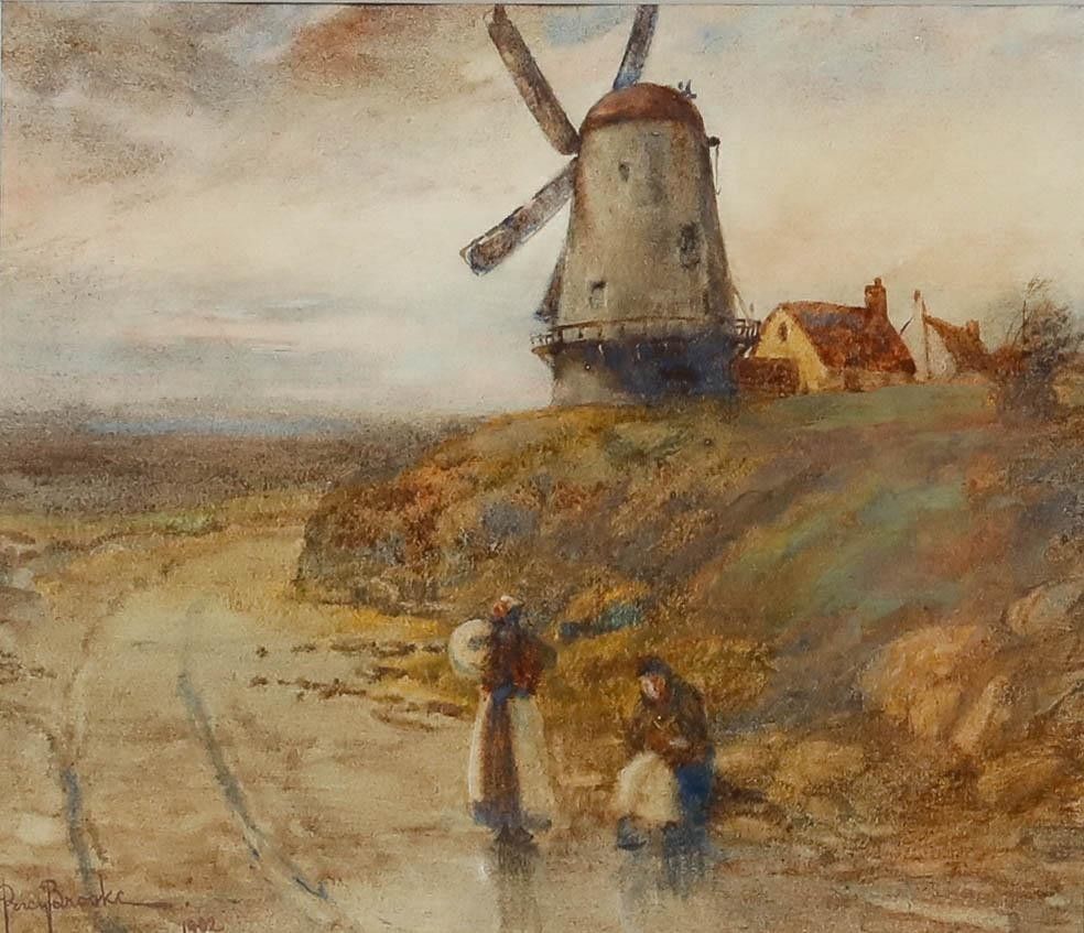 Percy Brooke (1869 1916) Framed Early 20th Century Watercolour, The Windmill photo furniture