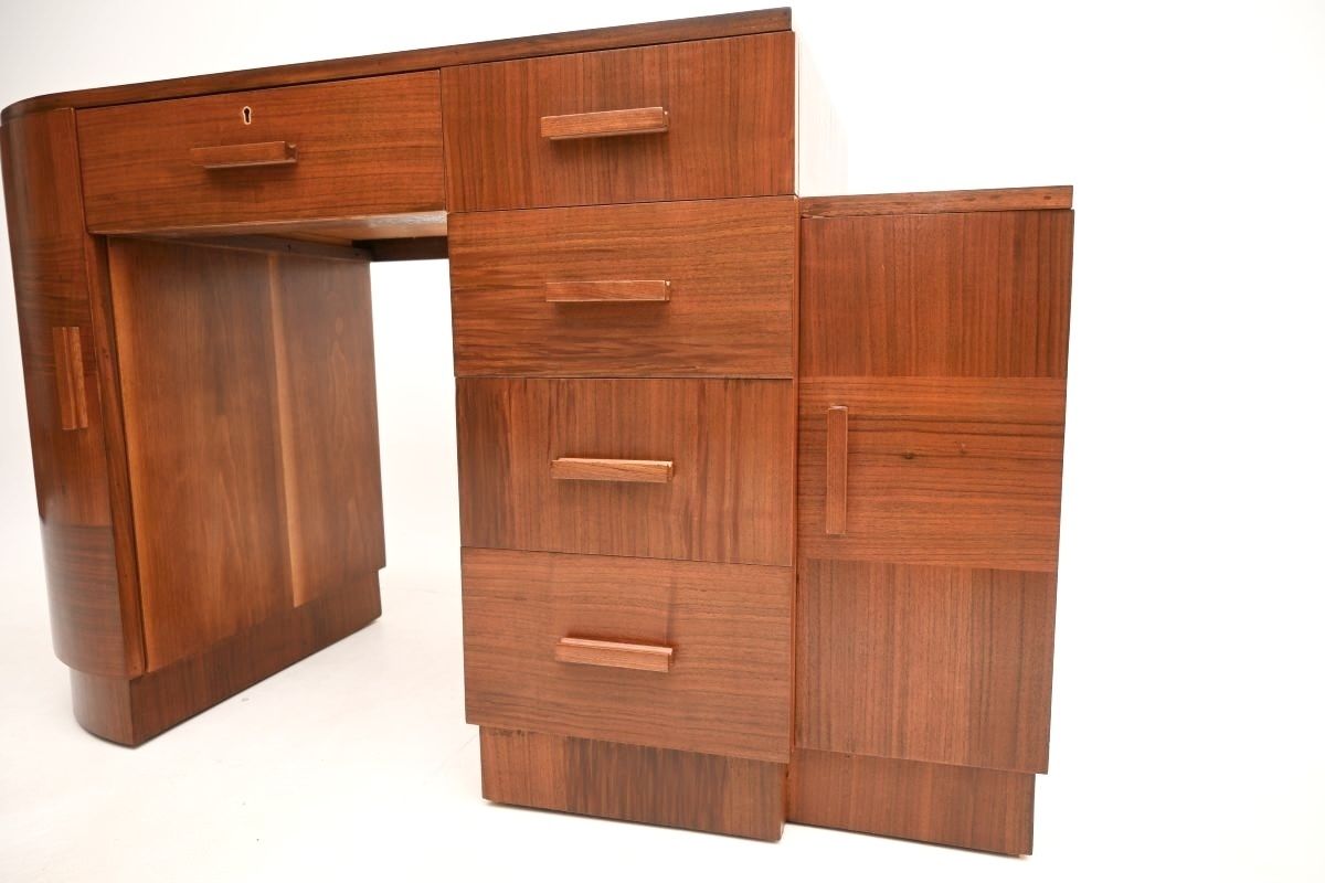 photo vinterior Art Deco Figured Walnut Desk, 1930s