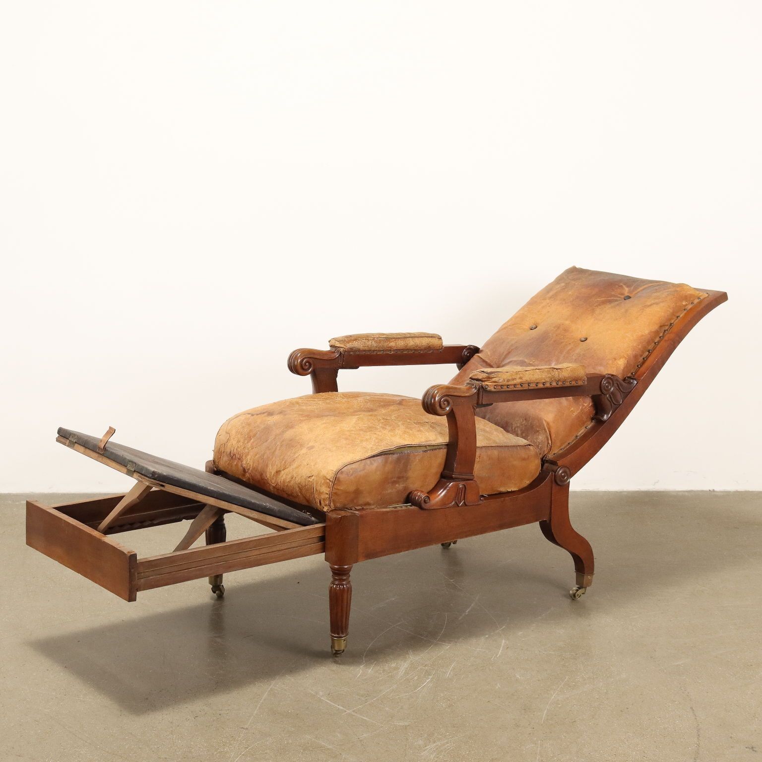 Antique Reclining Chair Louis Philippe Walnut Italy XIX Century photo Furniture