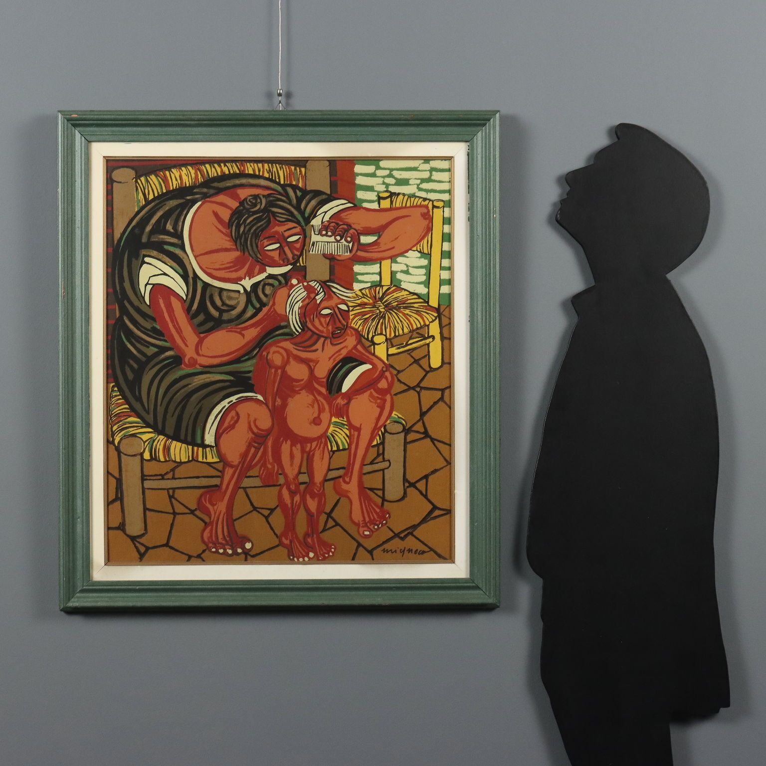 Mère à l'enfant, Giuseppe Migneco, peinture contemporaine, XXe siècle photo furniture