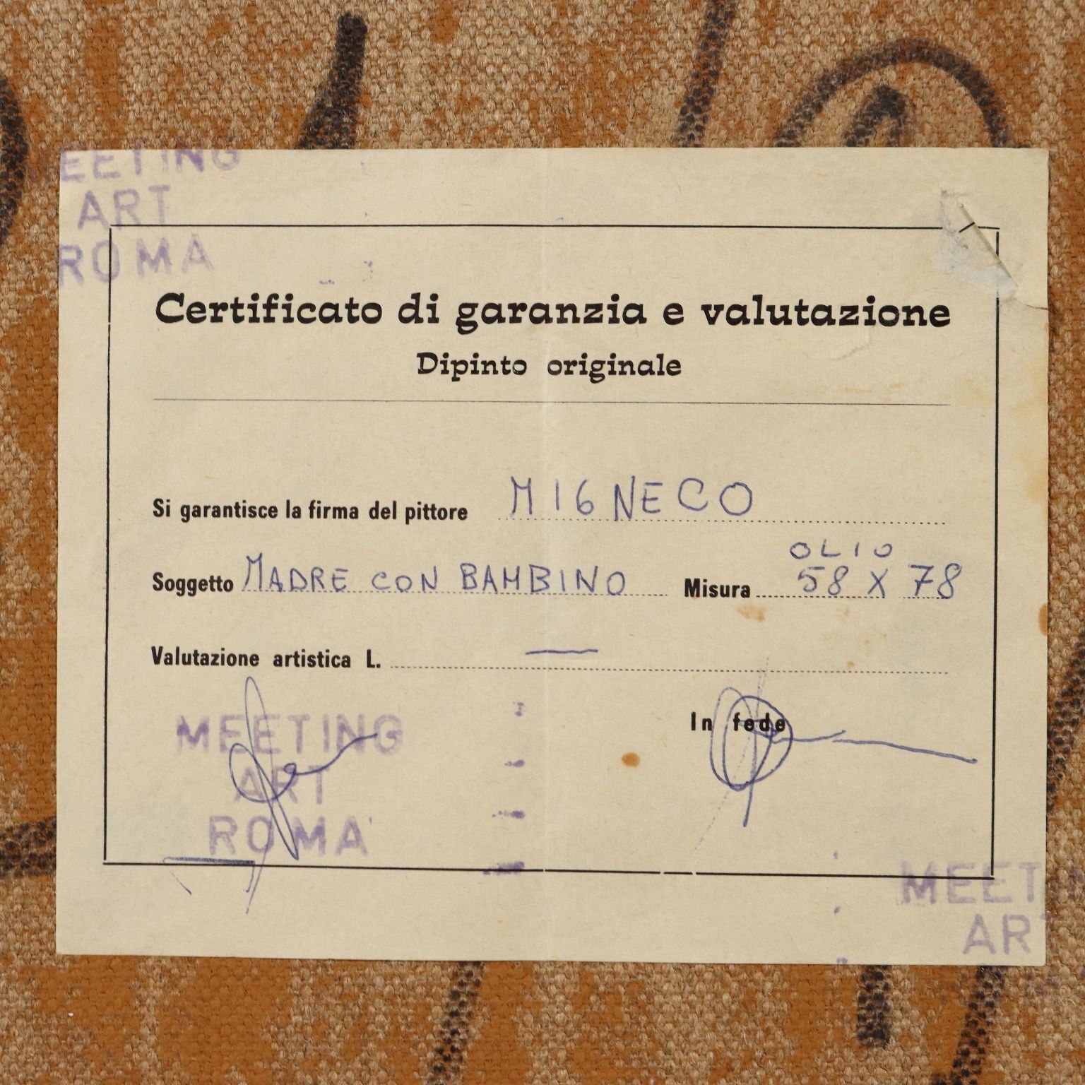 500.0 Mère à l'enfant, Giuseppe Migneco, peinture contemporaine, XXe siècle photo