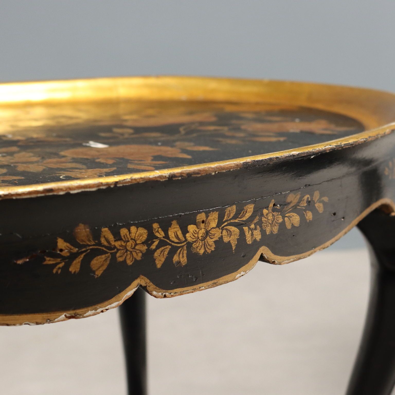 Antique Coffee Table Lacquered Painted Wood Italy XX Century photo vinterior