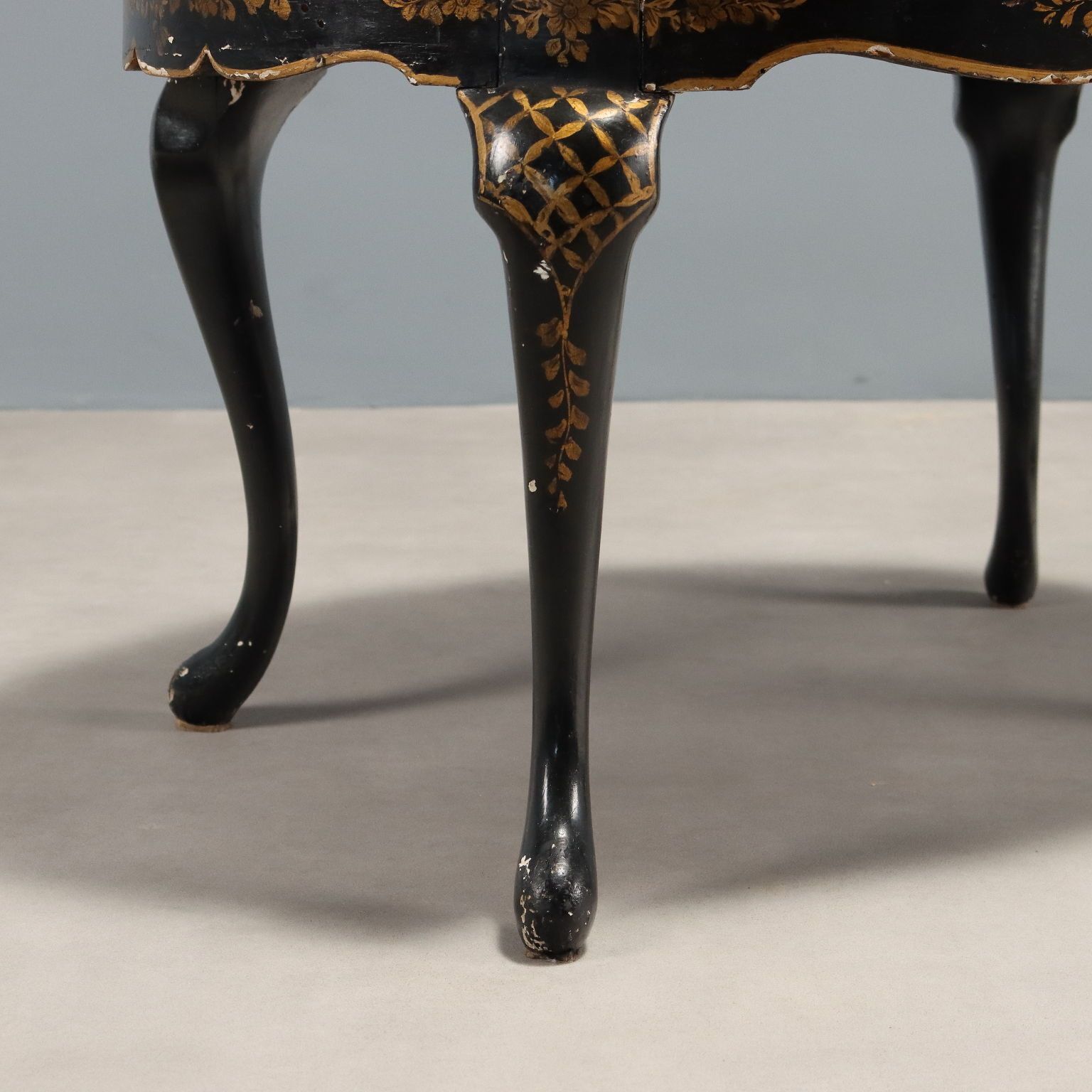 Antique Coffee Table Lacquered Painted Wood Italy XX Century photo vintage