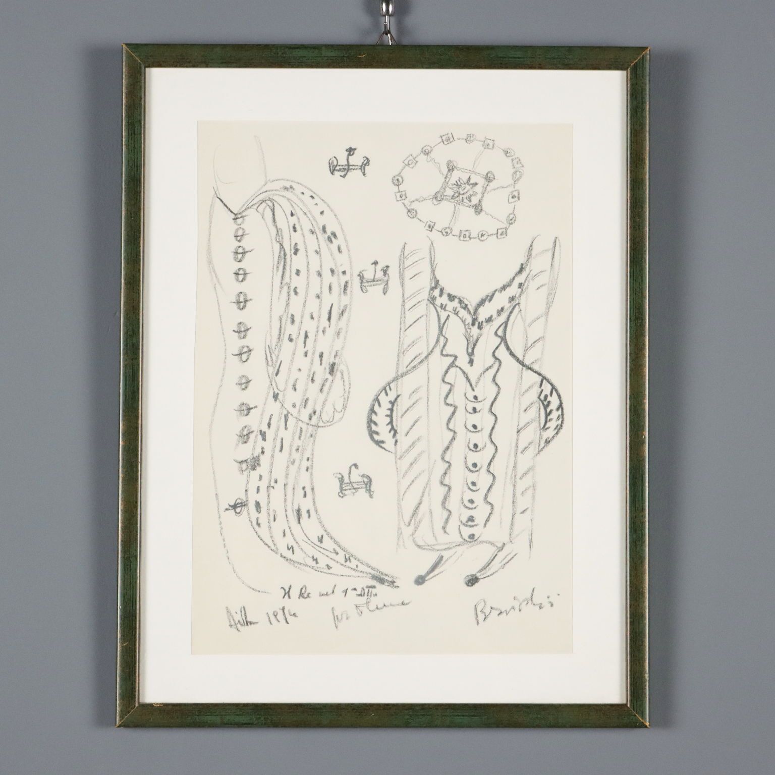 Dessin contemporain par Remo Brindisi, esquisse pour l'Aida 1974