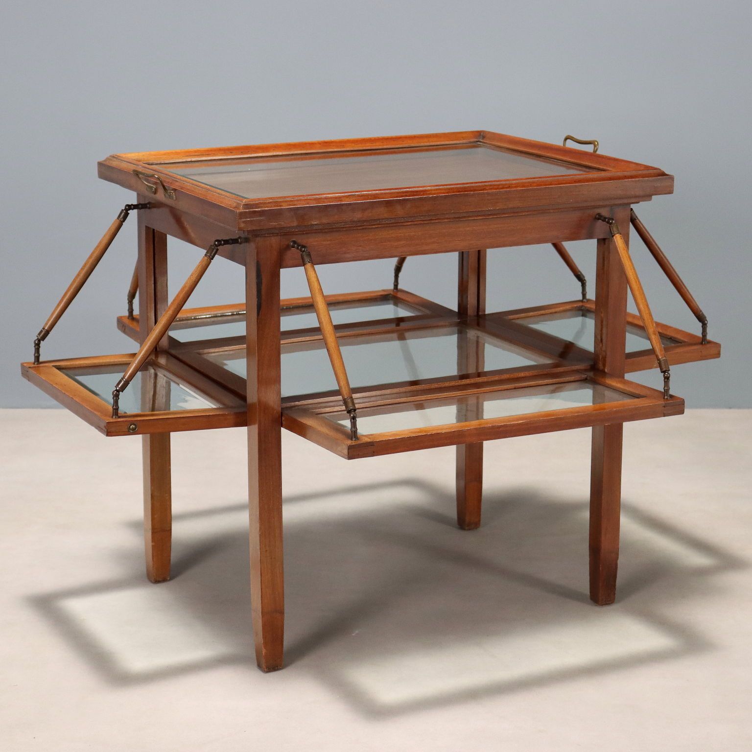 Table d'époque en acajou, verre et bronze, Italie, XIXe siècle photo Mobilier