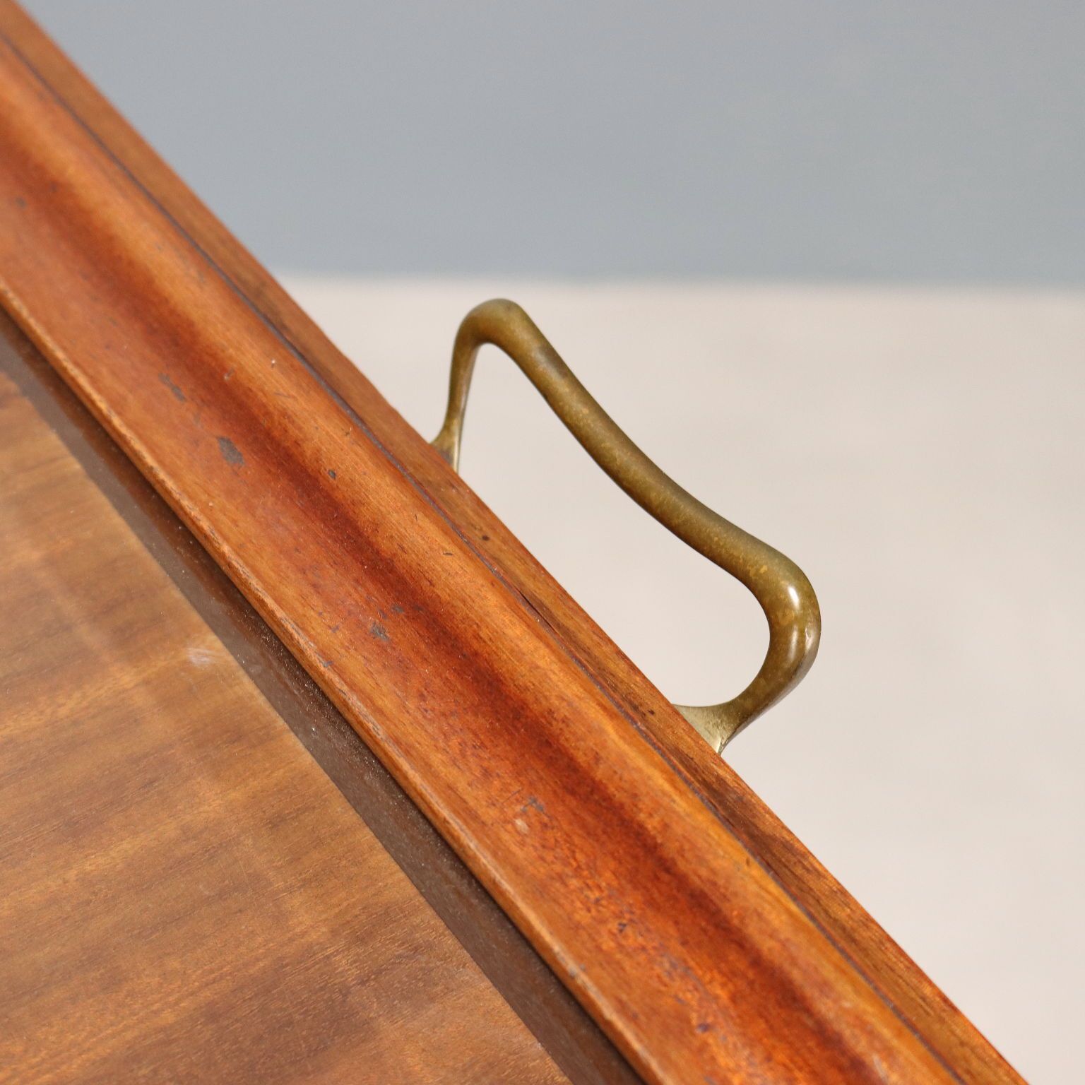 Table d'époque en acajou, verre et bronze, Italie, XIXe siècle photo vintage