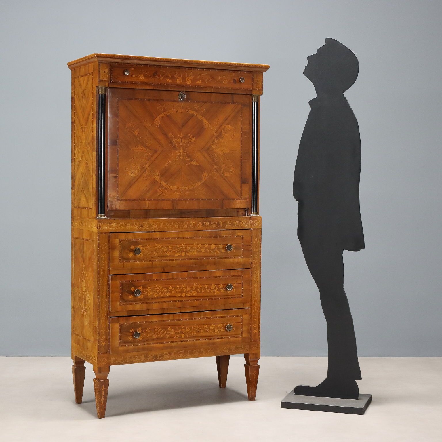 Antique Empire Style Walnut Veneer Secretary – Italy, 20th Century photo furniture