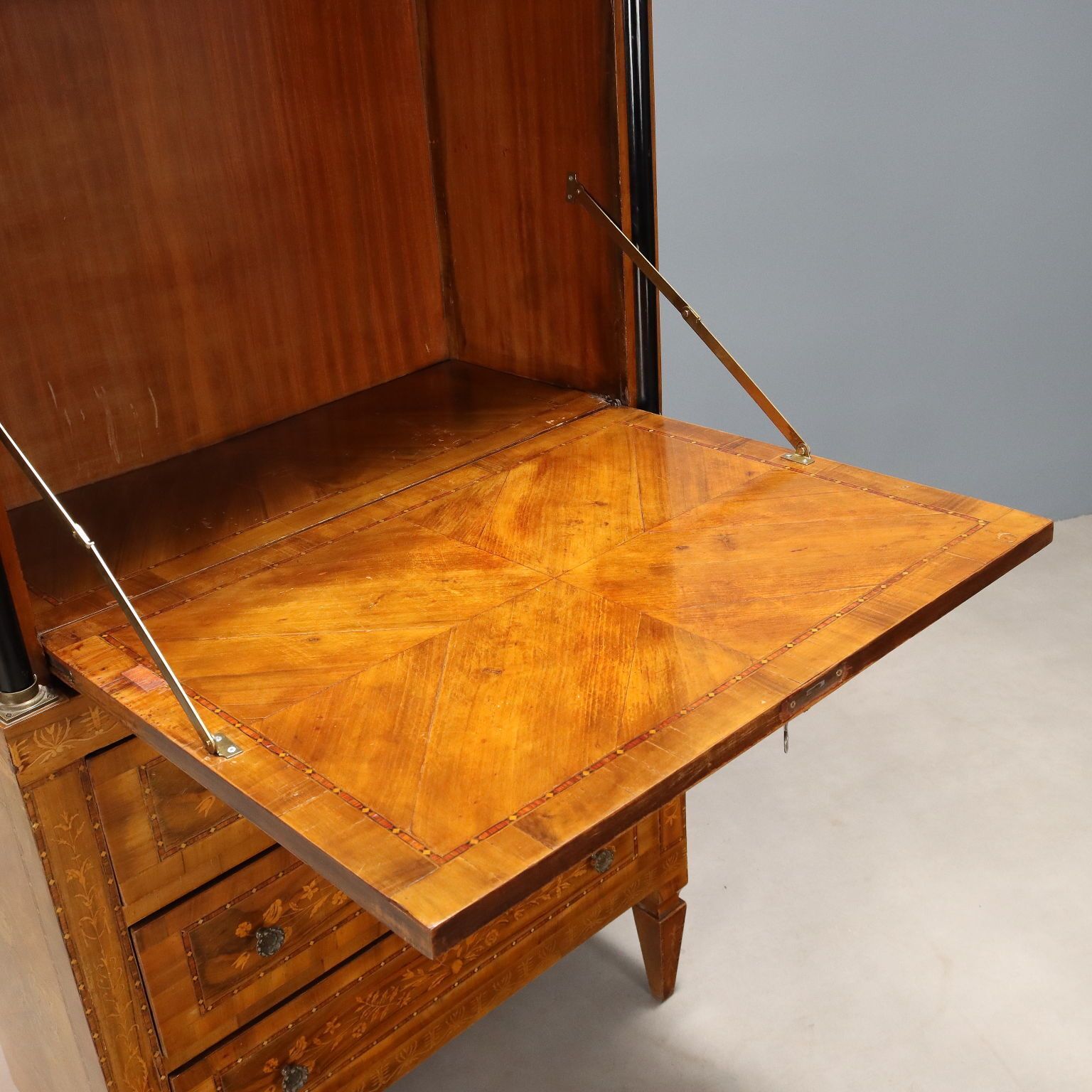 Antique Empire Style Walnut Veneer Secretary – Italy, 20th Century photo buy