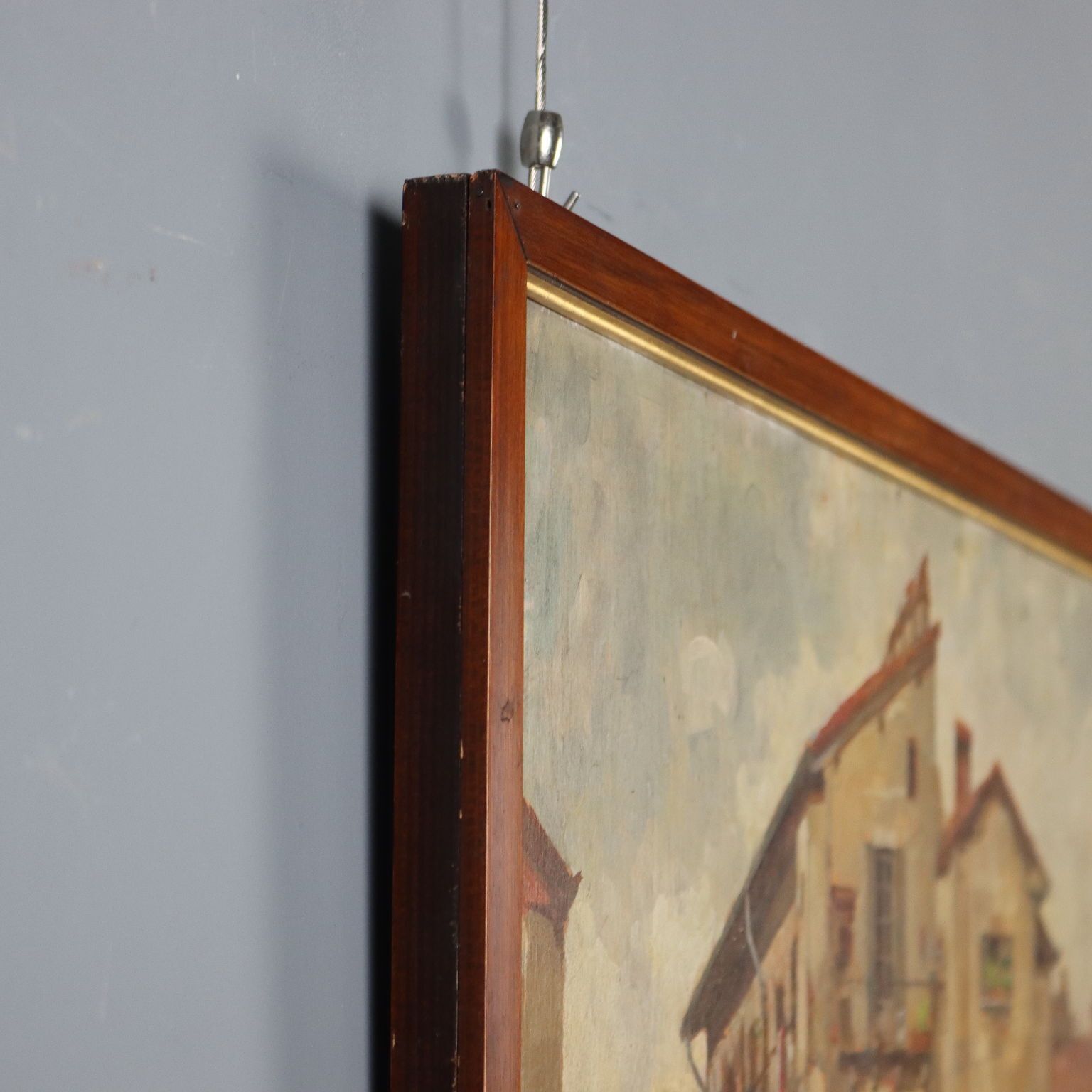photo furniture Antique Painting Signed Giuseppe Viviani Glimpse Of Milan XX Century