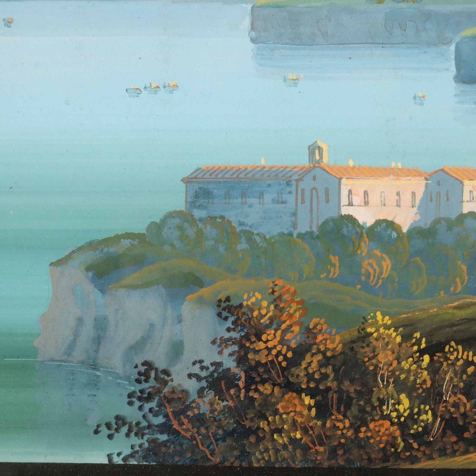 Peinture d'époque, gouache, vue de Sorrente, XIXe siècle photo vinterior