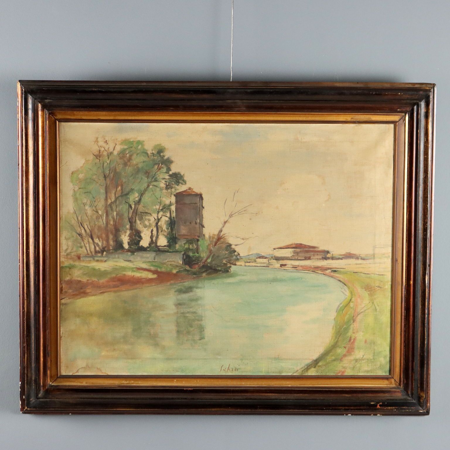 Modern schilderij, gesigneerd Fioravante Seibezzi: Padua - De Bacchiglione, 1942