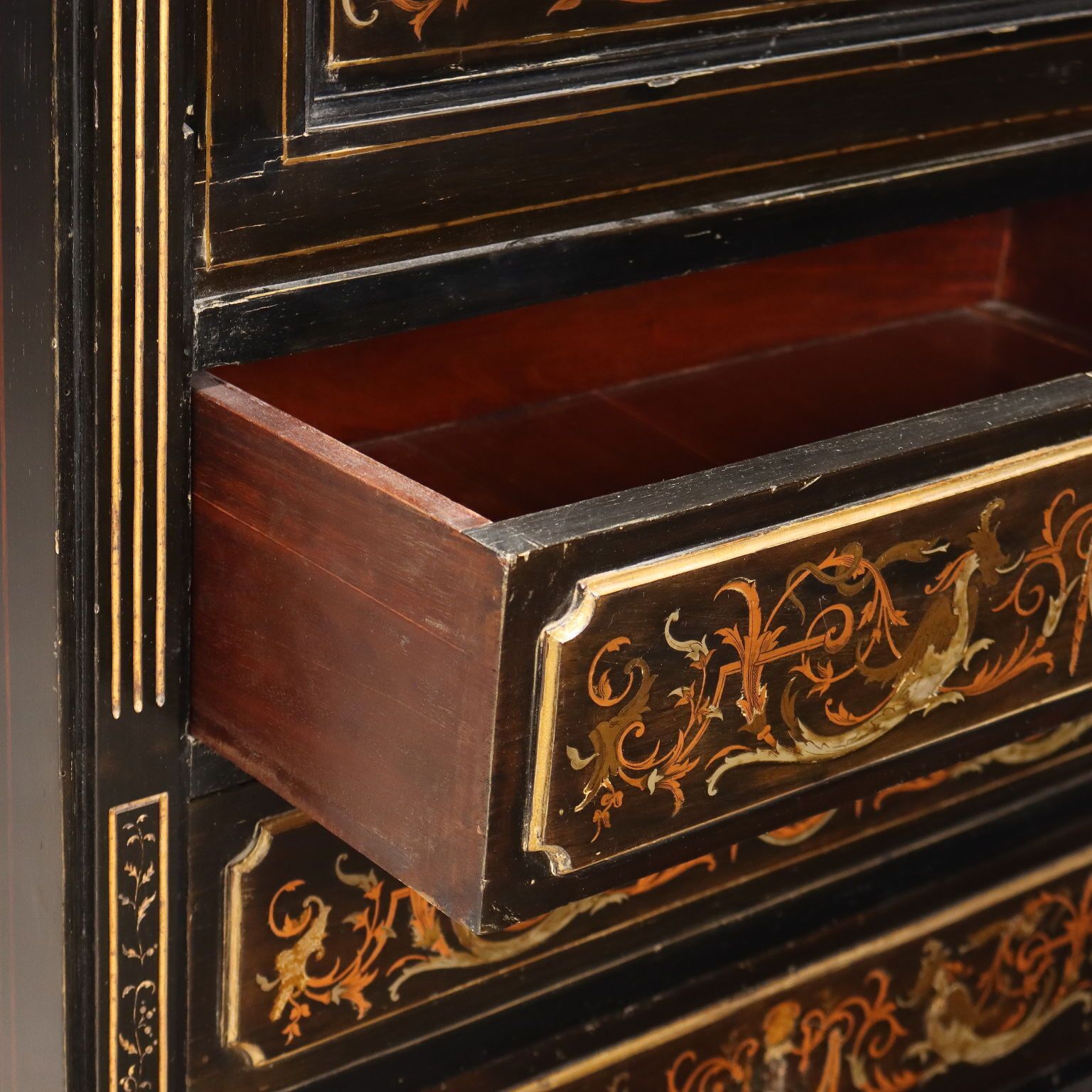 Antique Secretraire Mahogany Drawers Italy XIX Century photo vintage