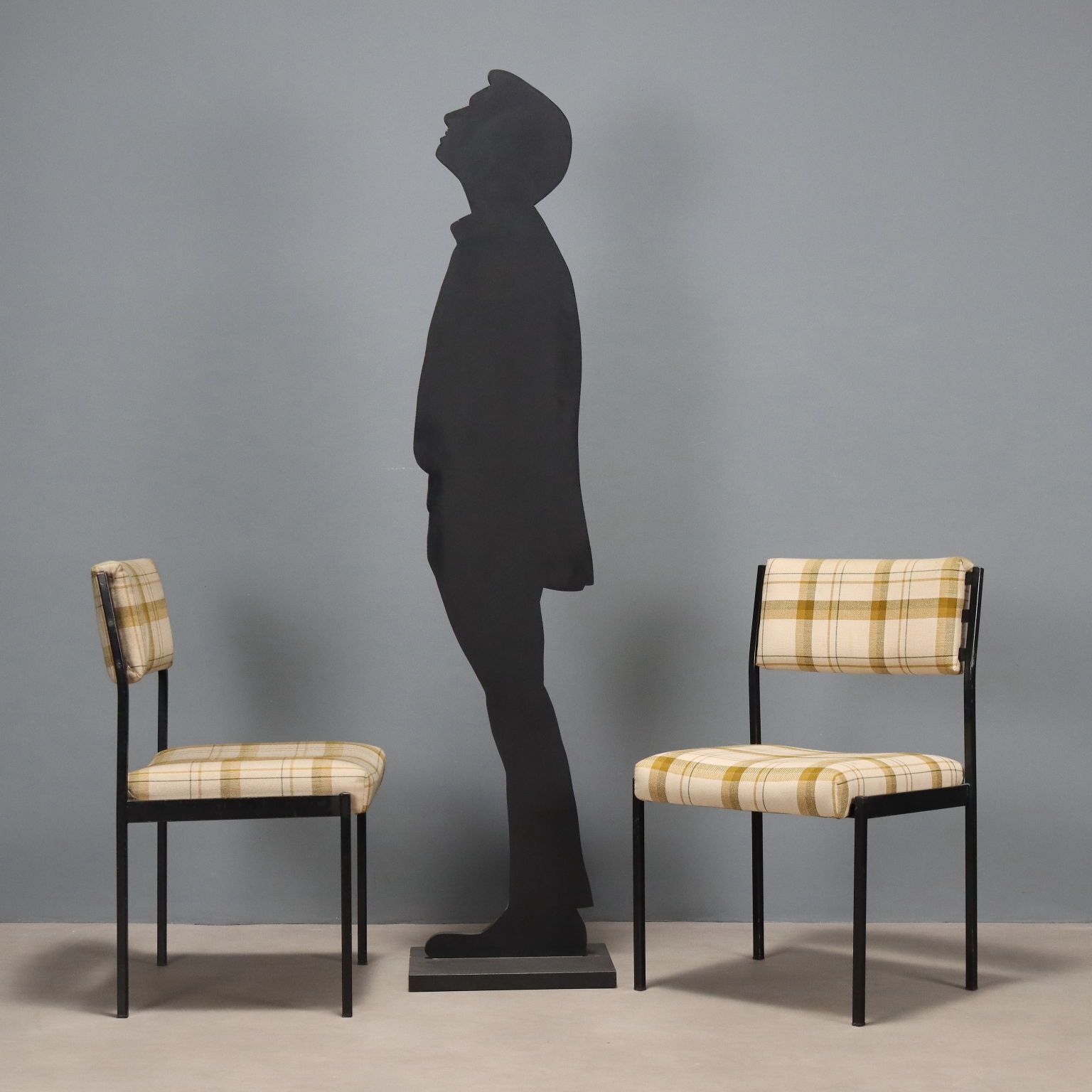 Chaises vintage en métal émaillé et tissu, design italien, années 1960 photo for sale