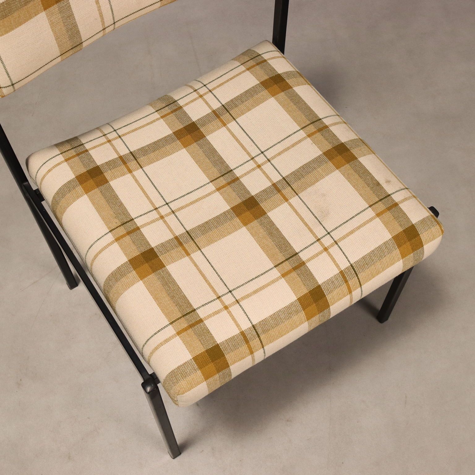 Vintage stoelen, geëmailleerd metalen frame, stof, Italiaans design, jaren 1960 photo vintage