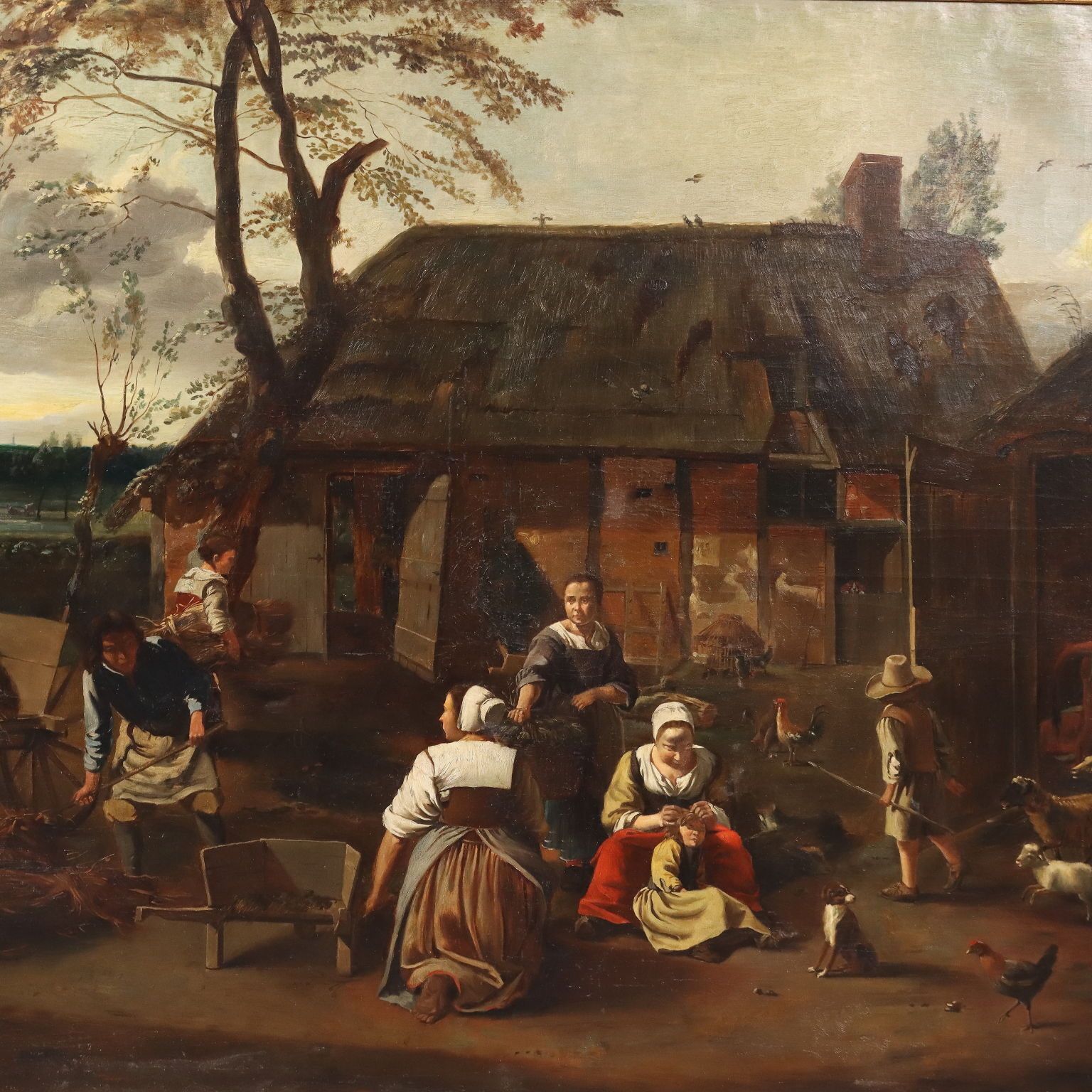 Antique Painting Country Scene Oil On Canvas Northern Europe '800 photo for sale