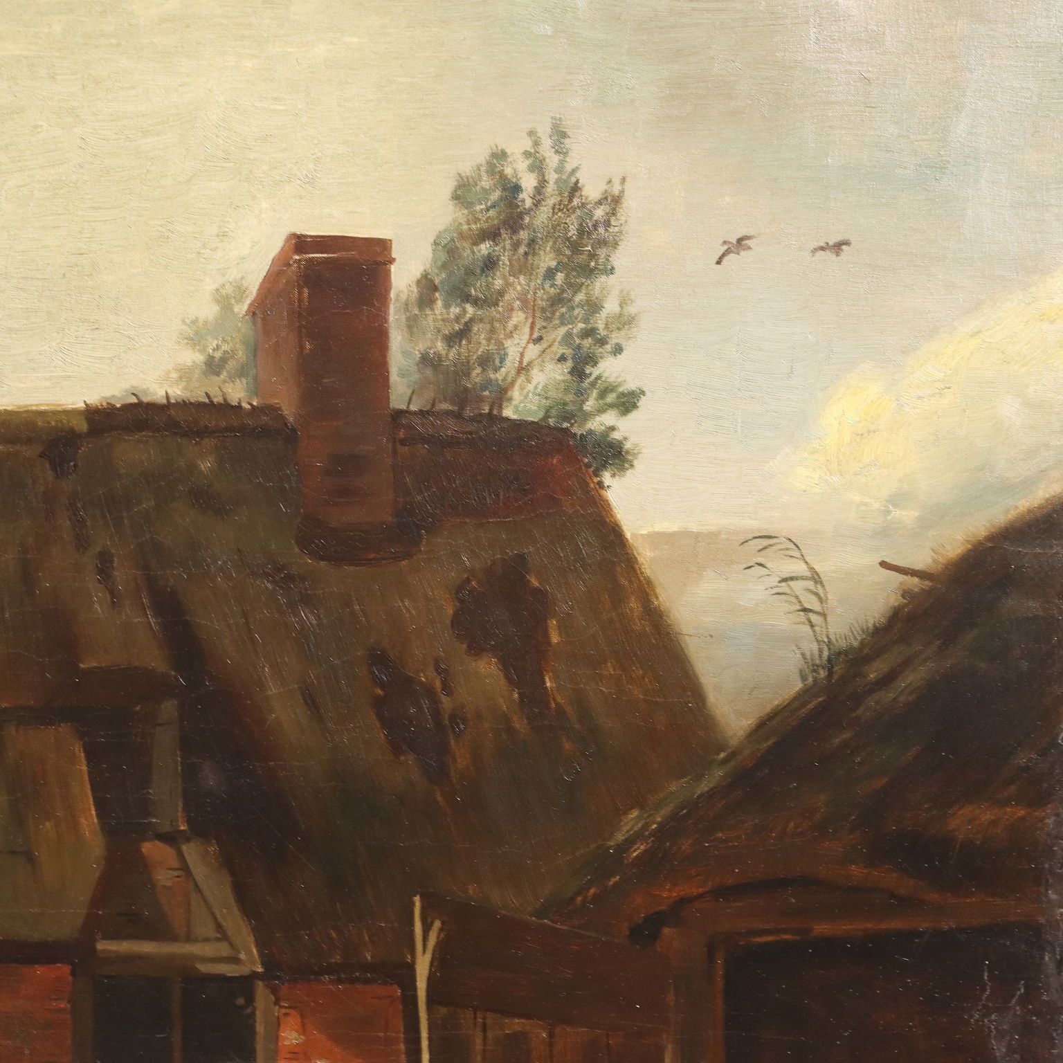 photo for sale Antique Painting Country Scene Oil On Canvas Northern Europe '800