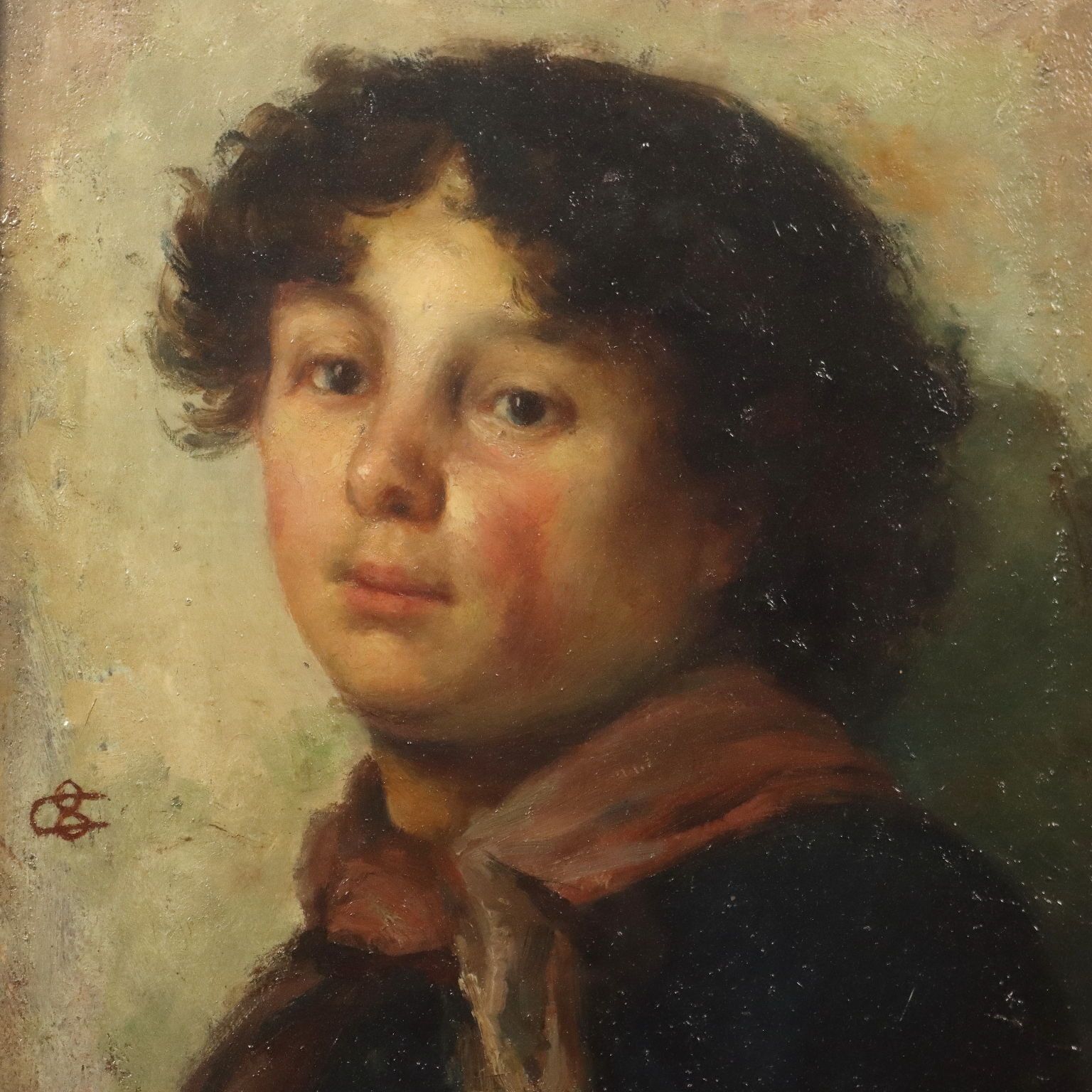 Peinture moderne signée Casimiro Ottone, portrait féminin, XXe siècle photo for sale