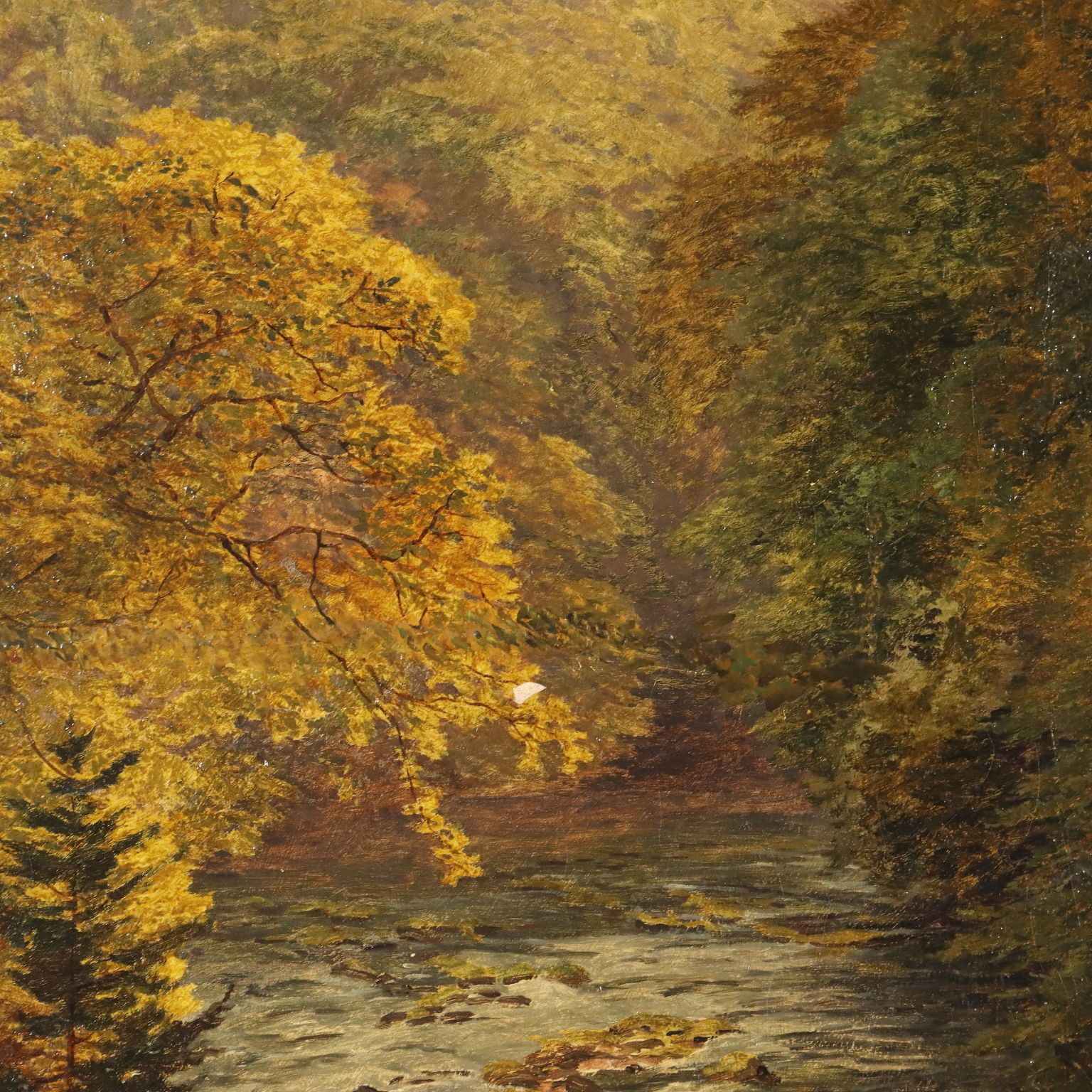 Tableau d'époque, paysage forestier, huile sur toile, XIXe siècle photo 3240.0
