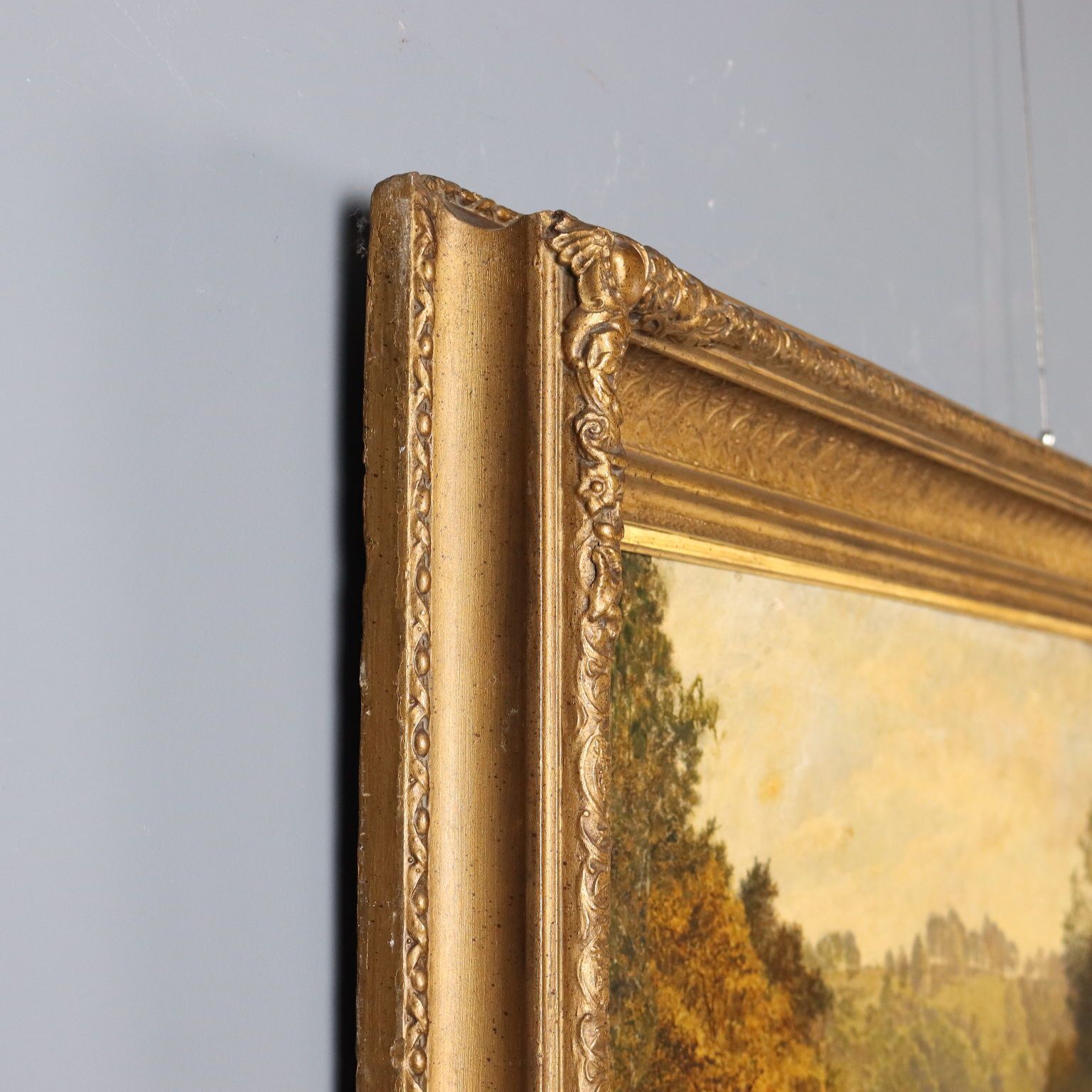 Art Tableau d'époque, paysage forestier, huile sur toile, XIXe siècle photo
